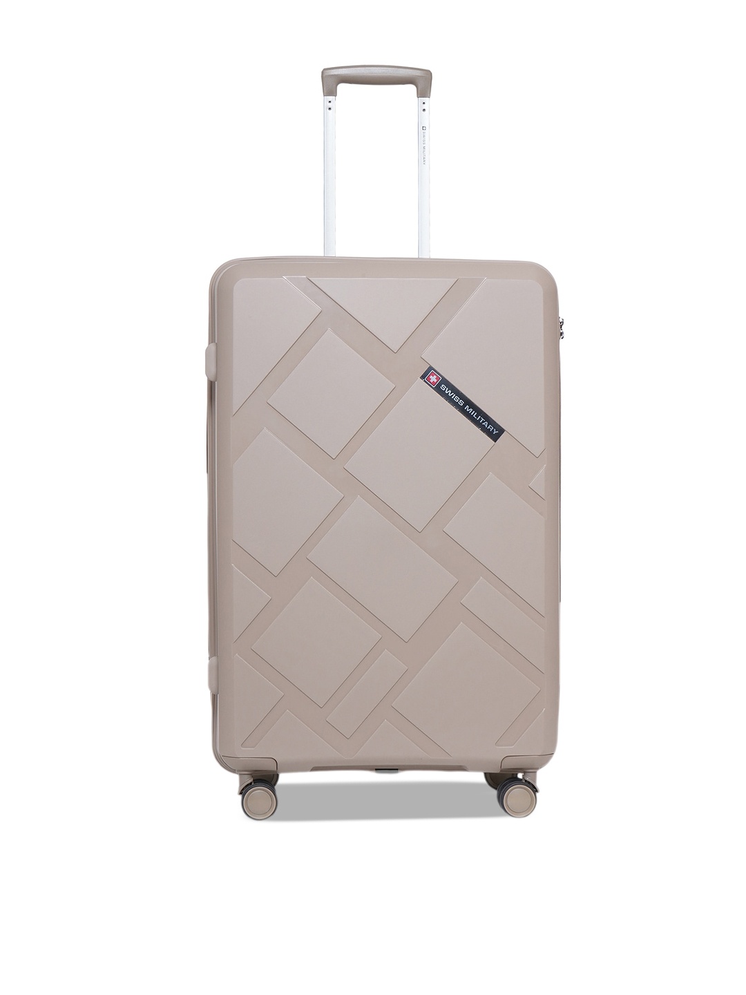 

SWISS MILITARY Textured Hard-Sided Medium Trolley Suitcase Bag, Beige