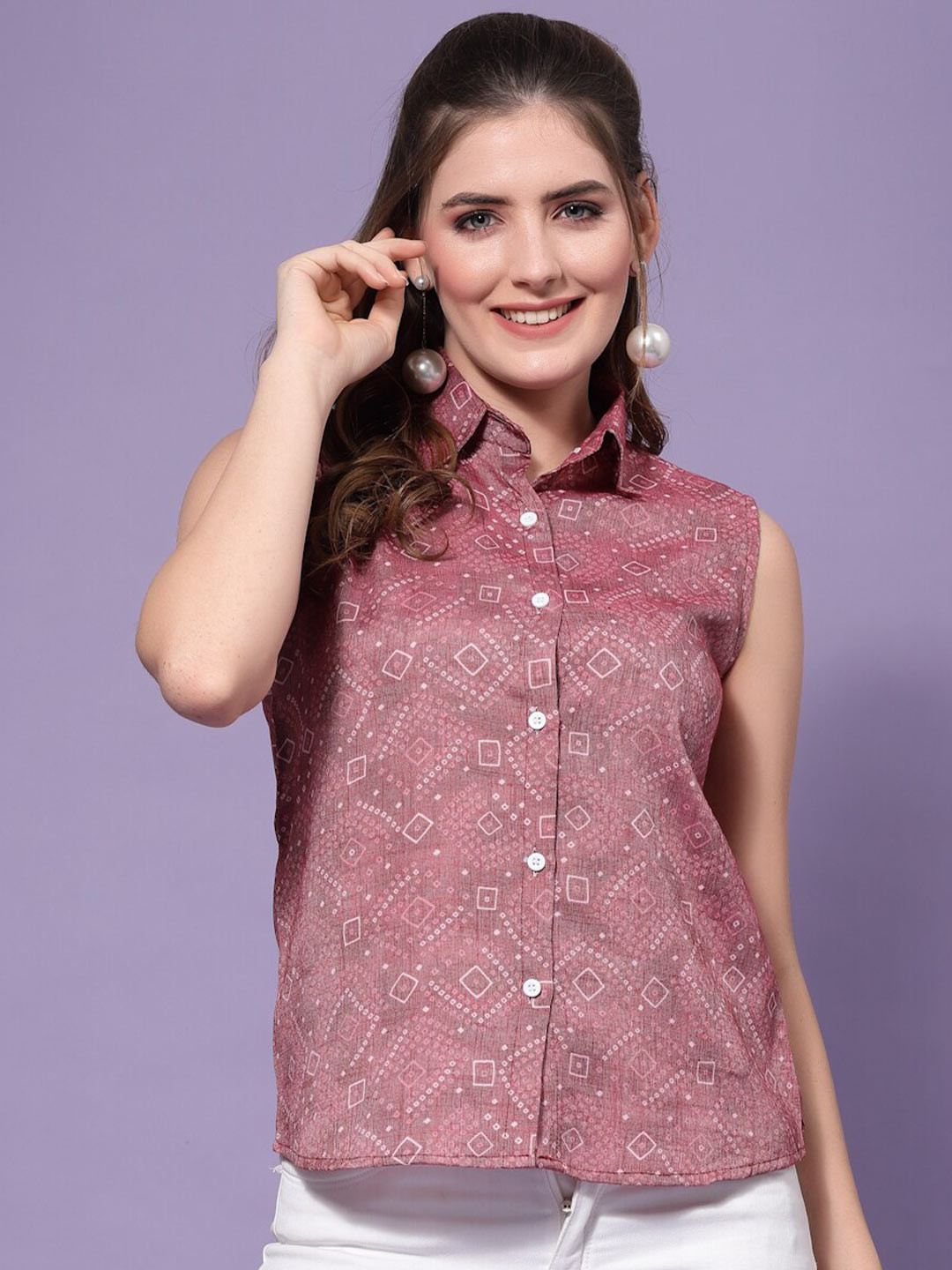 

Oomph! Spread Collar Ethnic Motifs Printed Casual Shirt, Pink