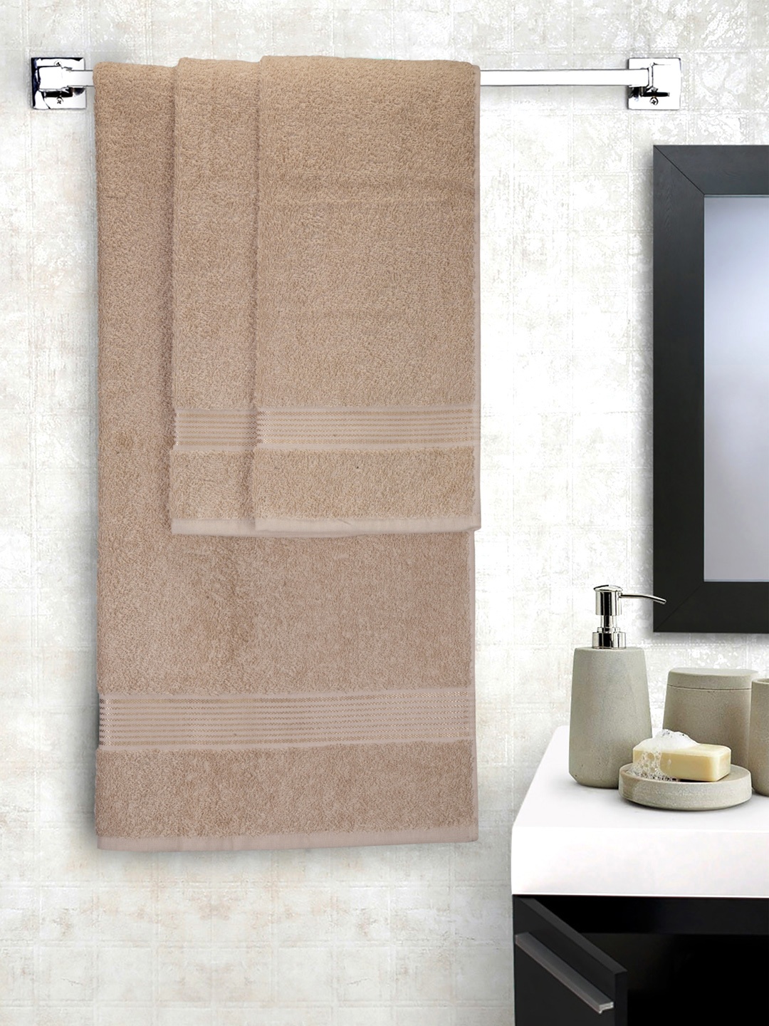 

BIANCA Taupe Set of 3 Cotton 380 GSM Towels
