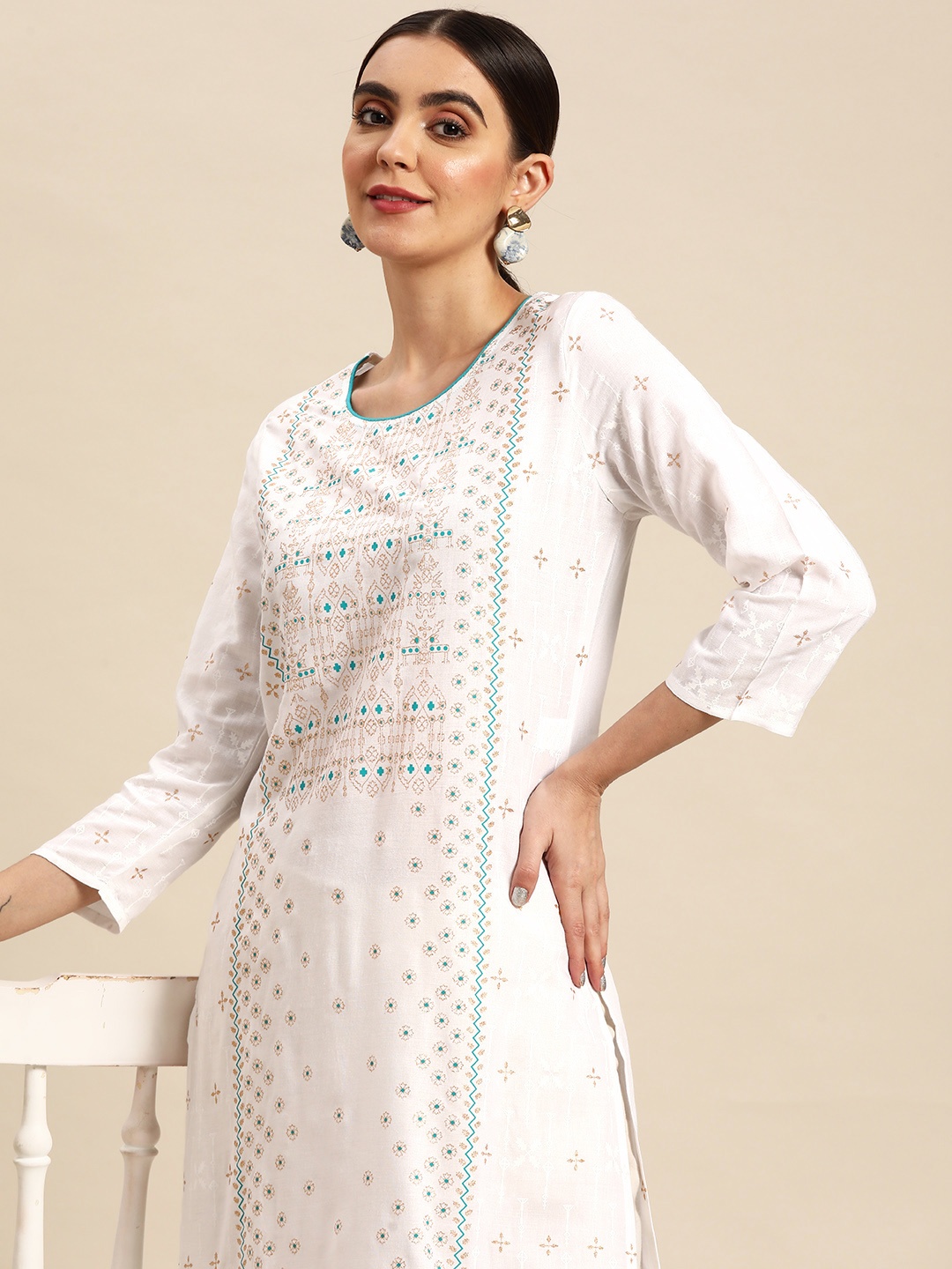 

Anouk Women Ethnic Motifs Printed Kurta, White