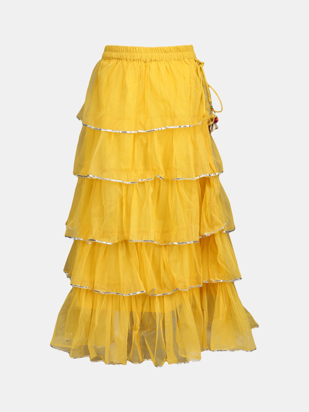 

V-Mart Girls Flared Layered Maxi Net Skirt, Yellow