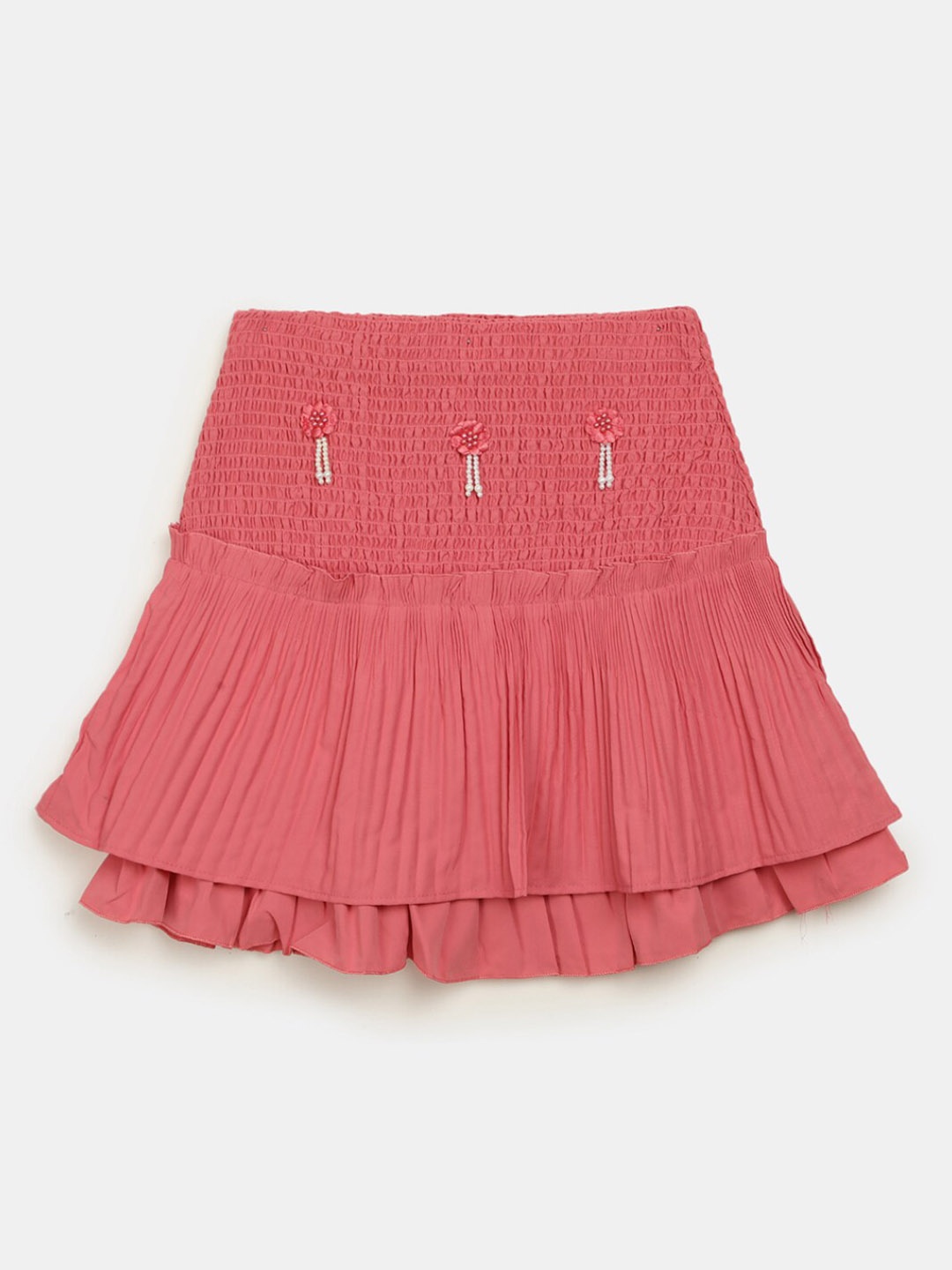 

V-Mart Girls A-Line Flared Knee Length Slip-On Skirt, Peach