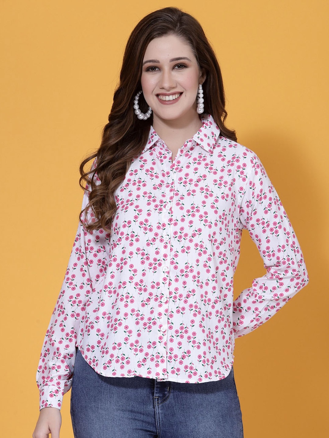 

Oomph! Standard Floral Printed Formal Shirt, Pink
