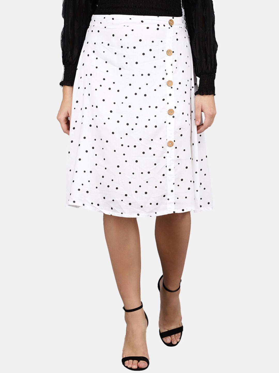 

V-Mart Printed A-Line Knee Length Skirt, White