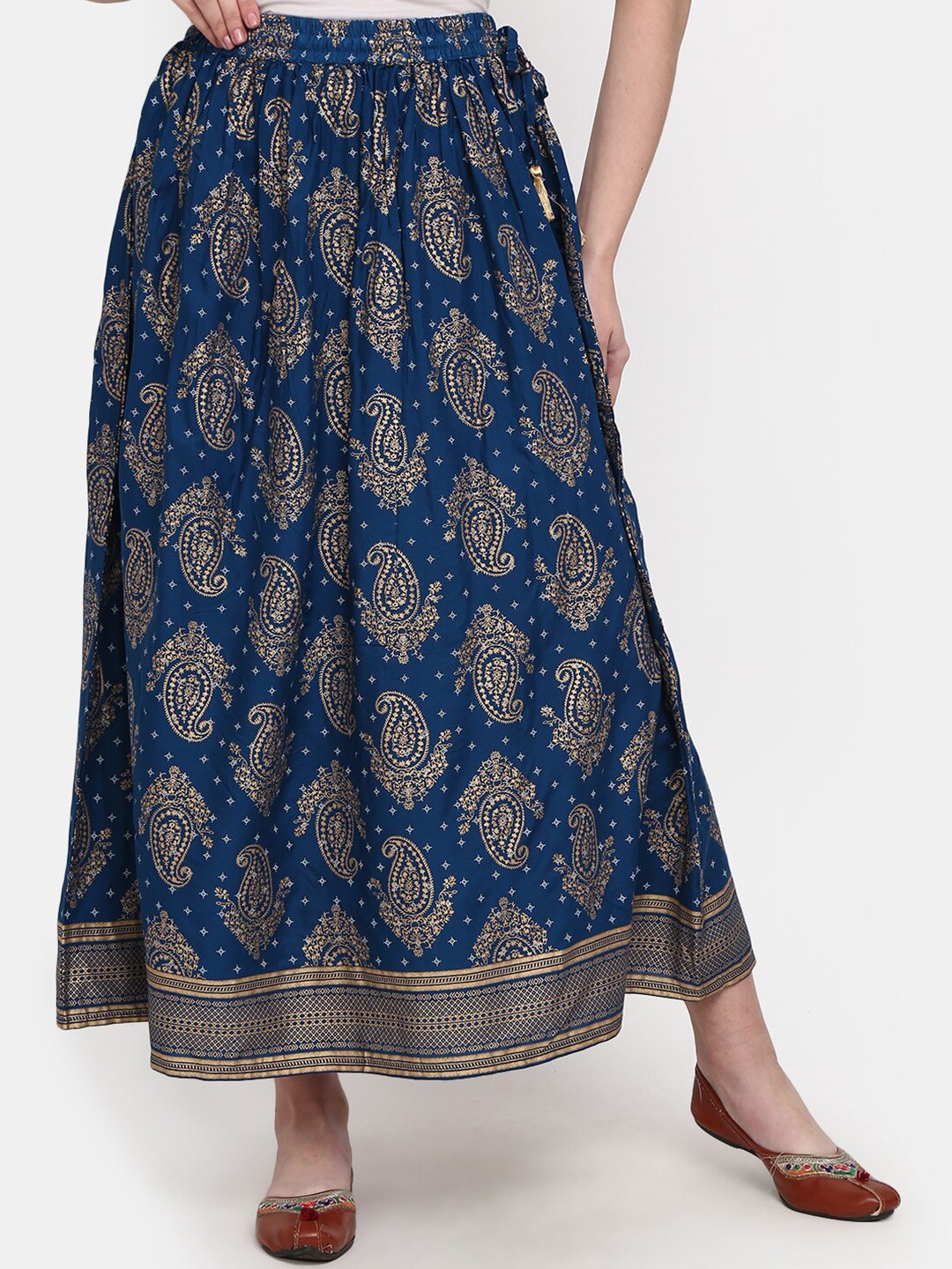 

V-Mart Ethnic Printed Straight Maxi Skirt, Navy blue