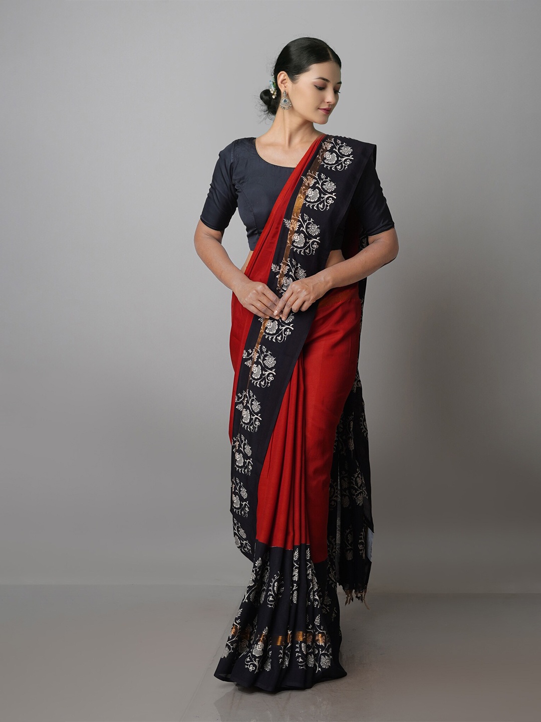 

Unnati Silks Ethnic Motif Silk Cotton Chanderi Zari Saree With Blouse Piece, Maroon