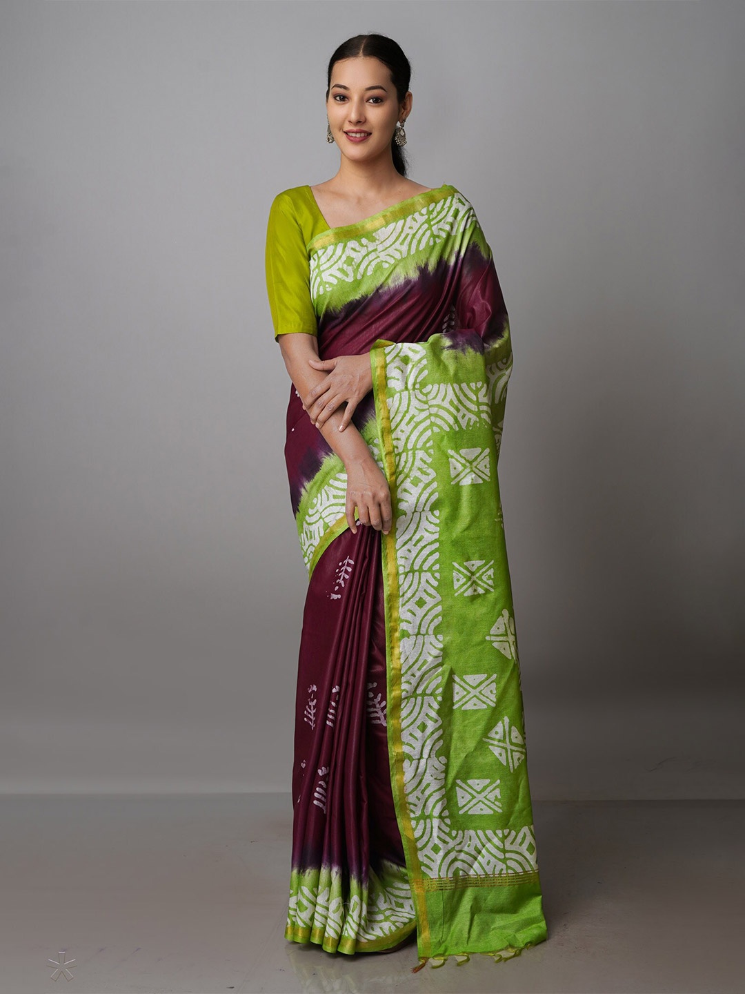 

Unnati Silks Batik Pure Silk Chanderi Zari Saree With Blouse Piece, Red