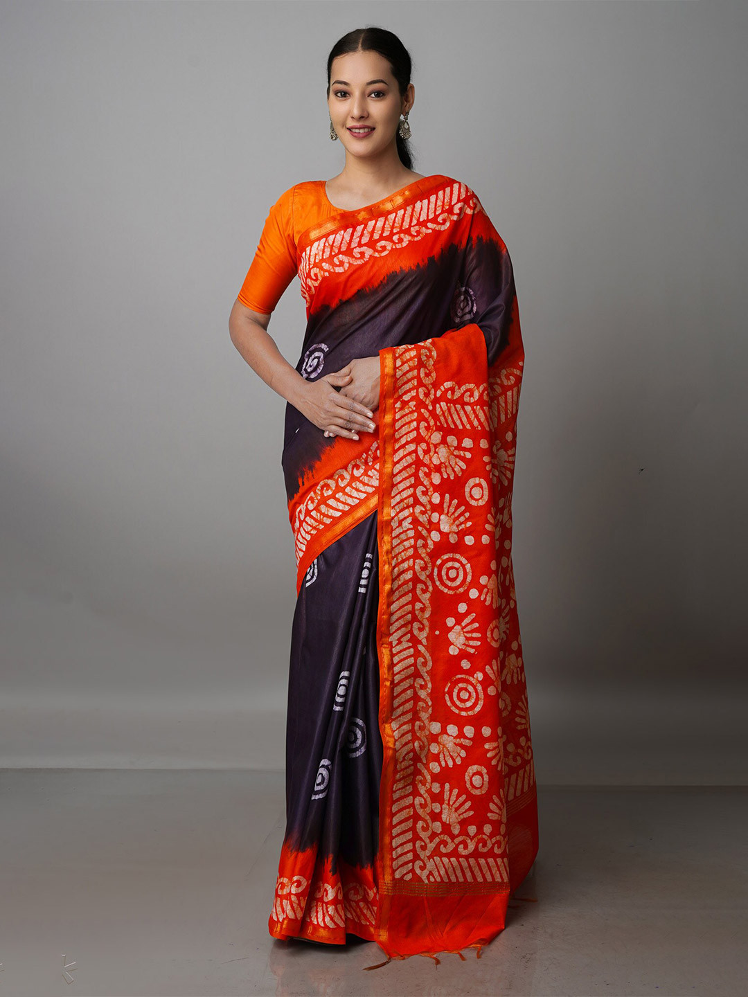 

Unnati Silks Zari Pure Silk Handloom Chanderi Saree, Black
