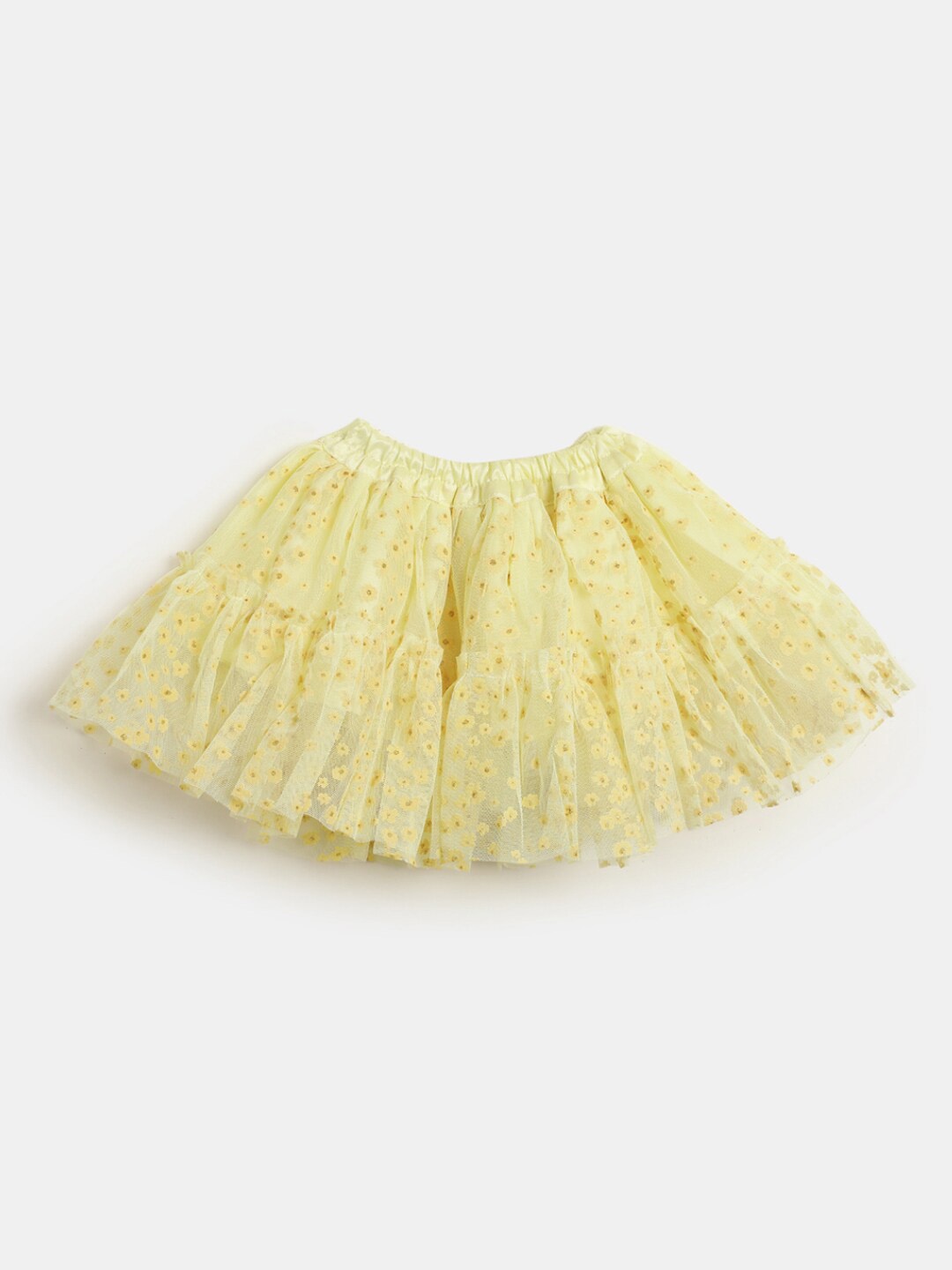 

V-Mart Infant Girls Self-Design Pure Cotton Tiered Skirt, Yellow