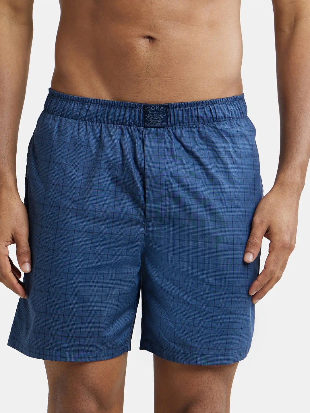 

Jockey Tencel Lyocell Cotton Boxer Shorts with Side Pockets-HG18, Blue