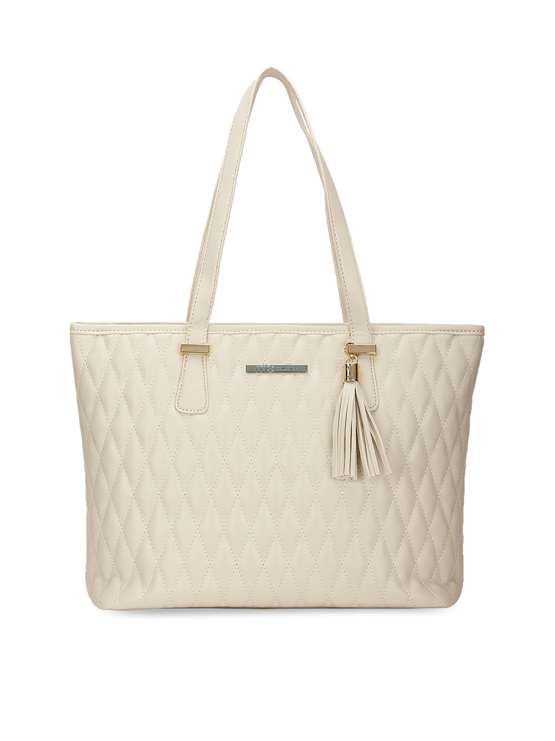 

Marie Claire Oversized Structured Shoulder Bag with Tasselled, Beige