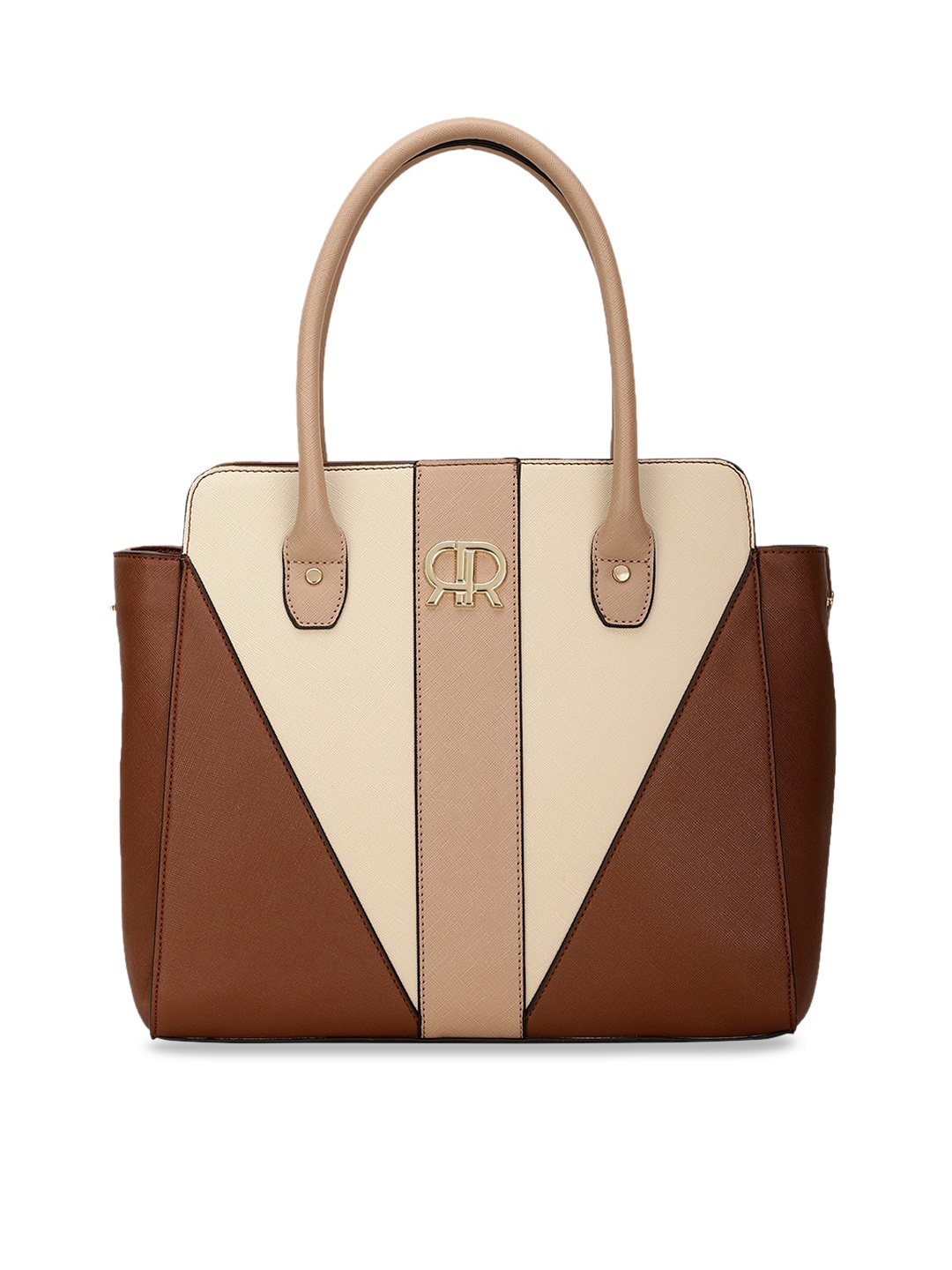 

Marie Claire Brown Colourblocked Structured Shoulder Bag