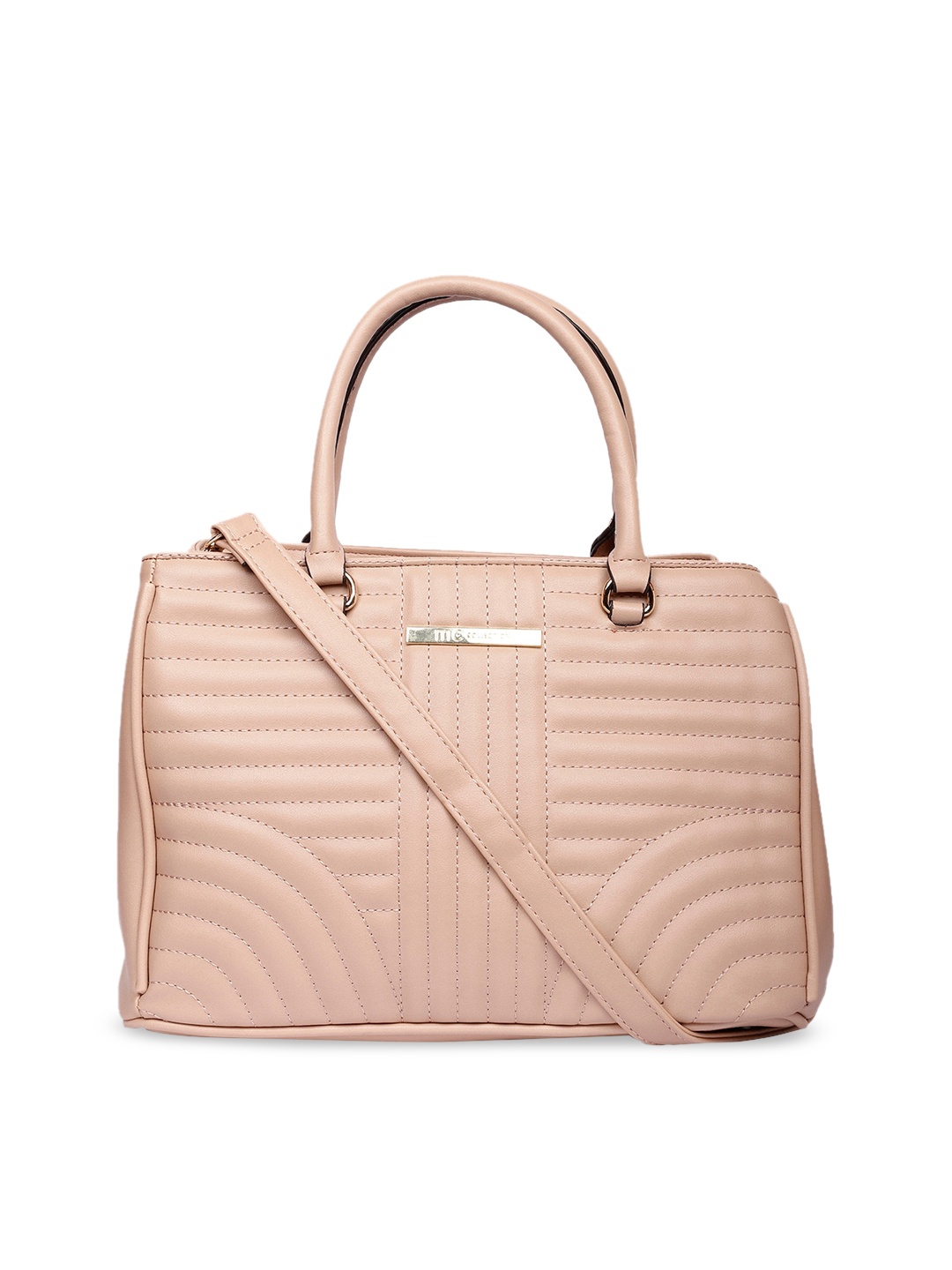 

Marie Claire Pink Textured Structured Handheld Bag With Quilted