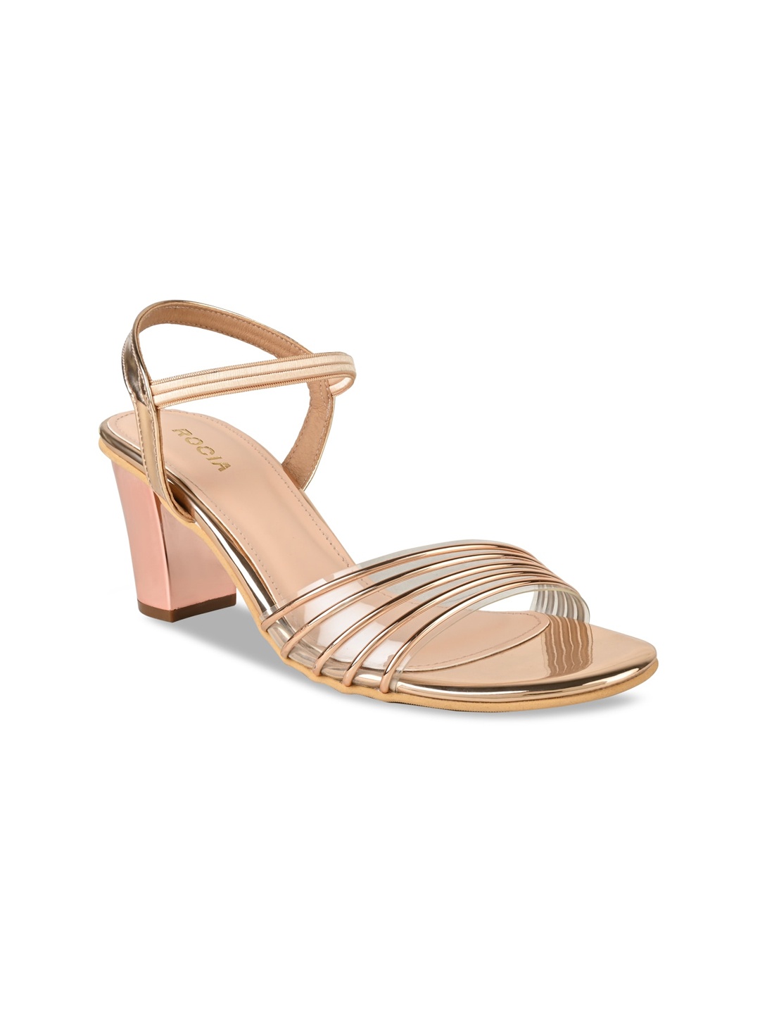 

Rocia Striped Block Heels, Rose gold