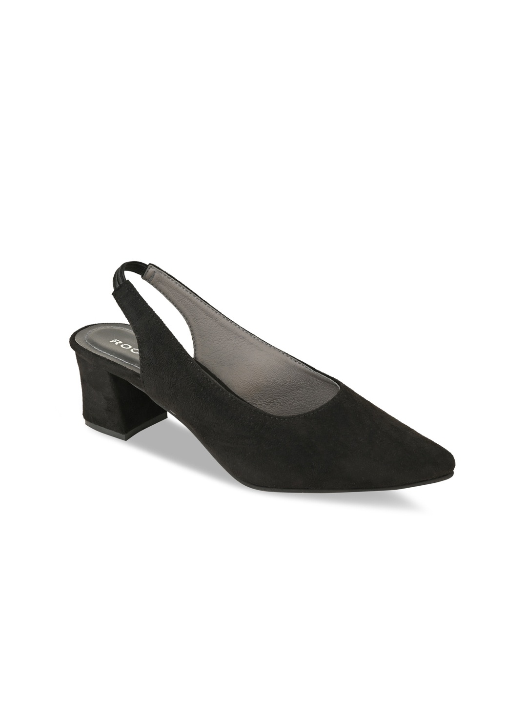 

Rocia Sling Back Suede Block Heel Mules, Black