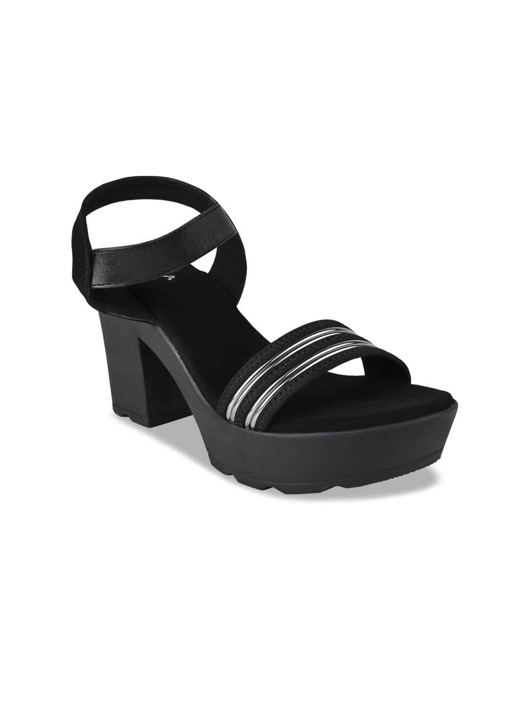 

Rocia Striped Platform Heels, Black