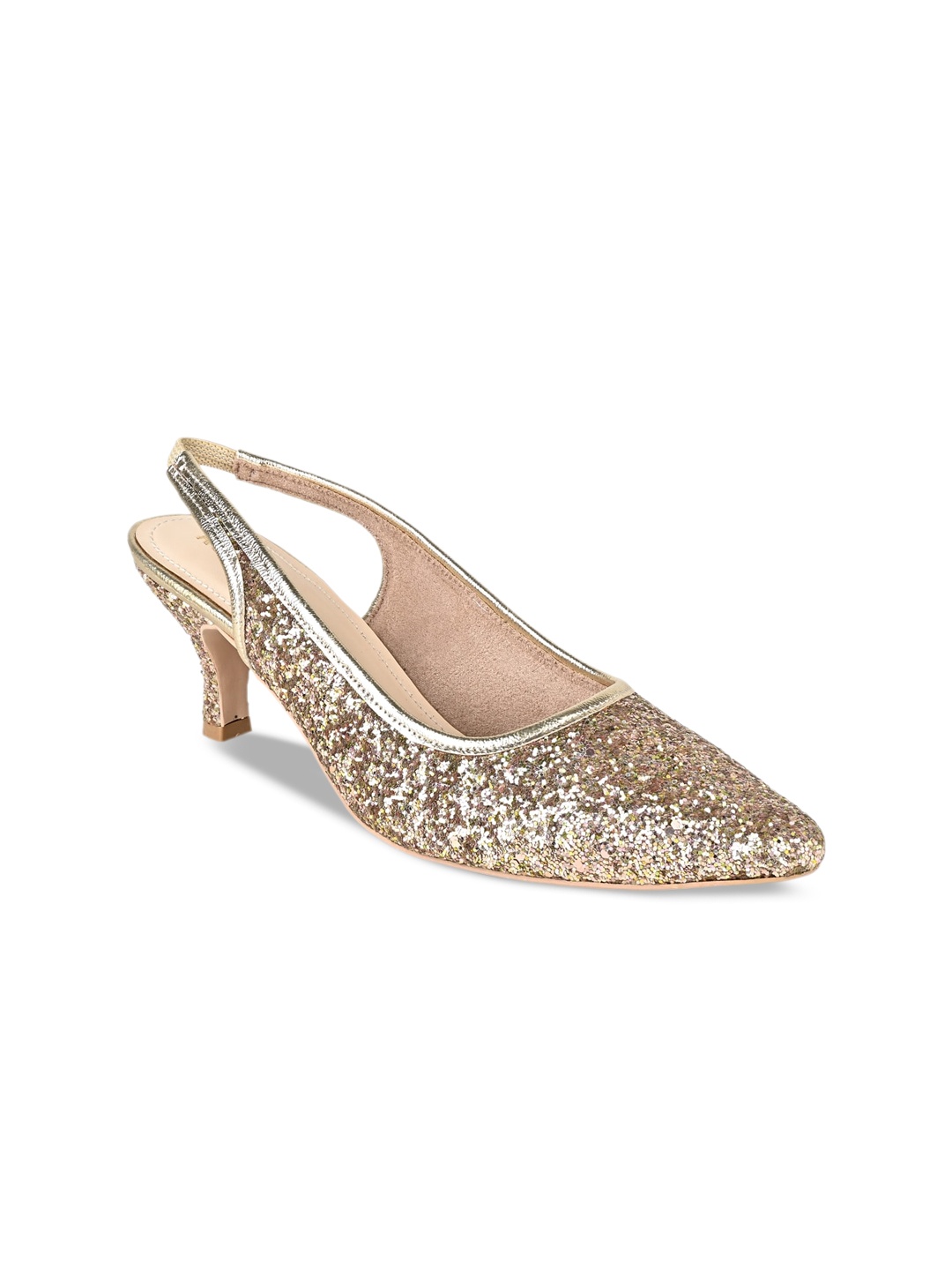 

Rocia Embellished Sling Back Kitten Heels, Gold