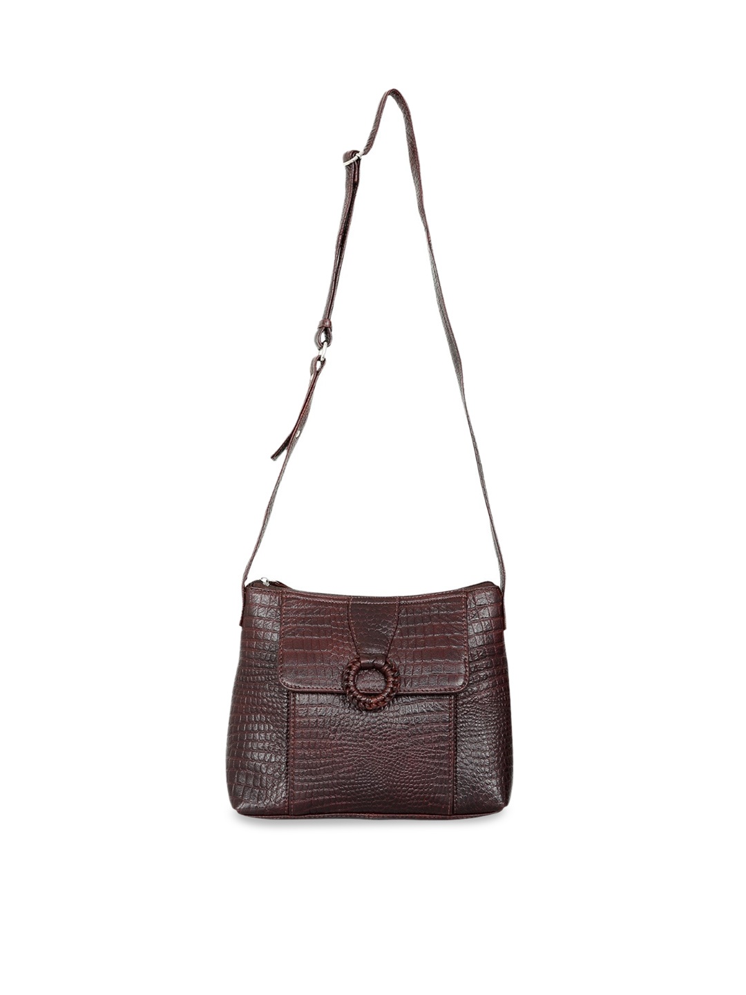 

Polo Class Textured Leather Structured Sling Bag, Brown