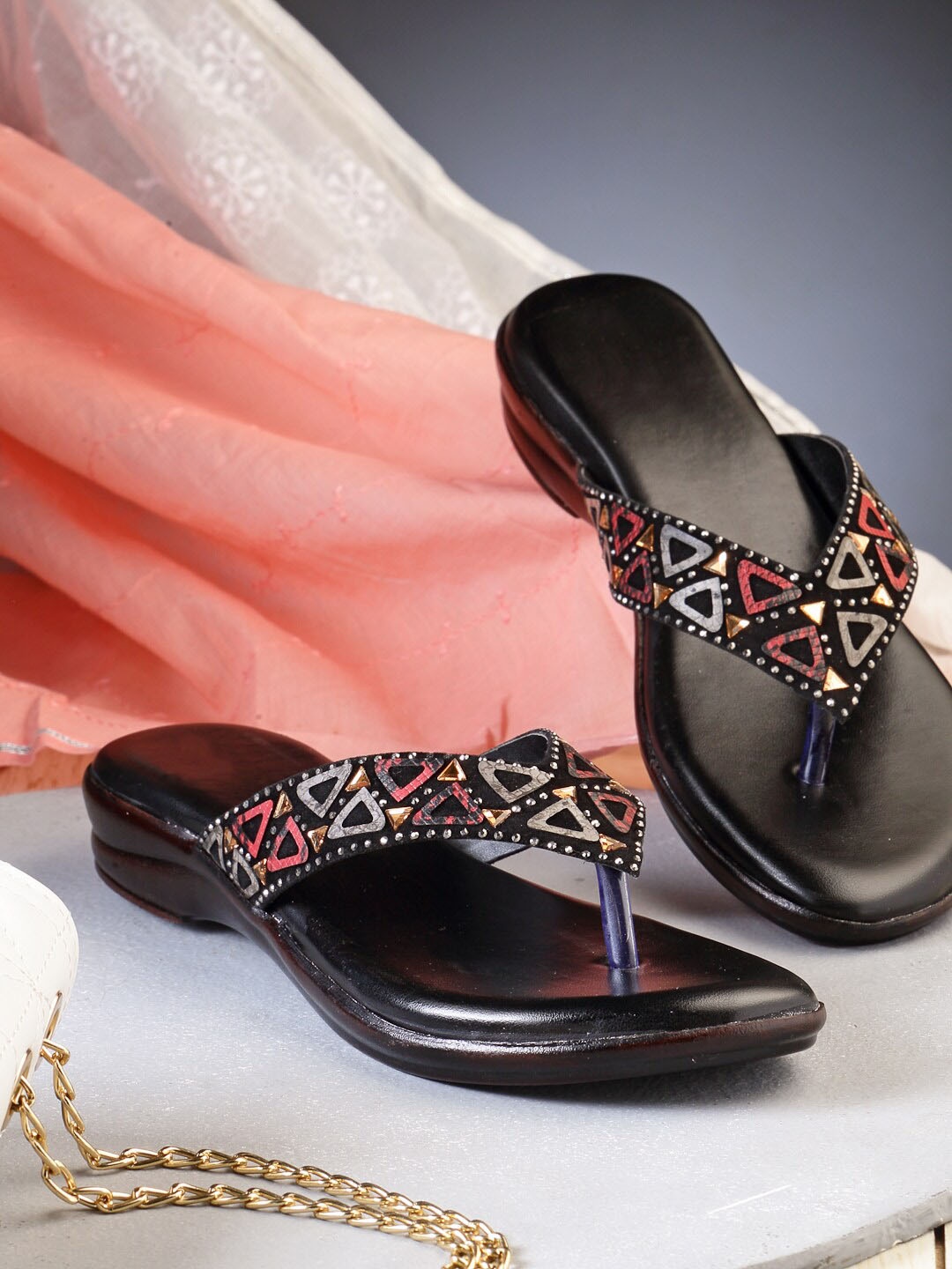 

DEAS Embellished T-Strap Flats, Black