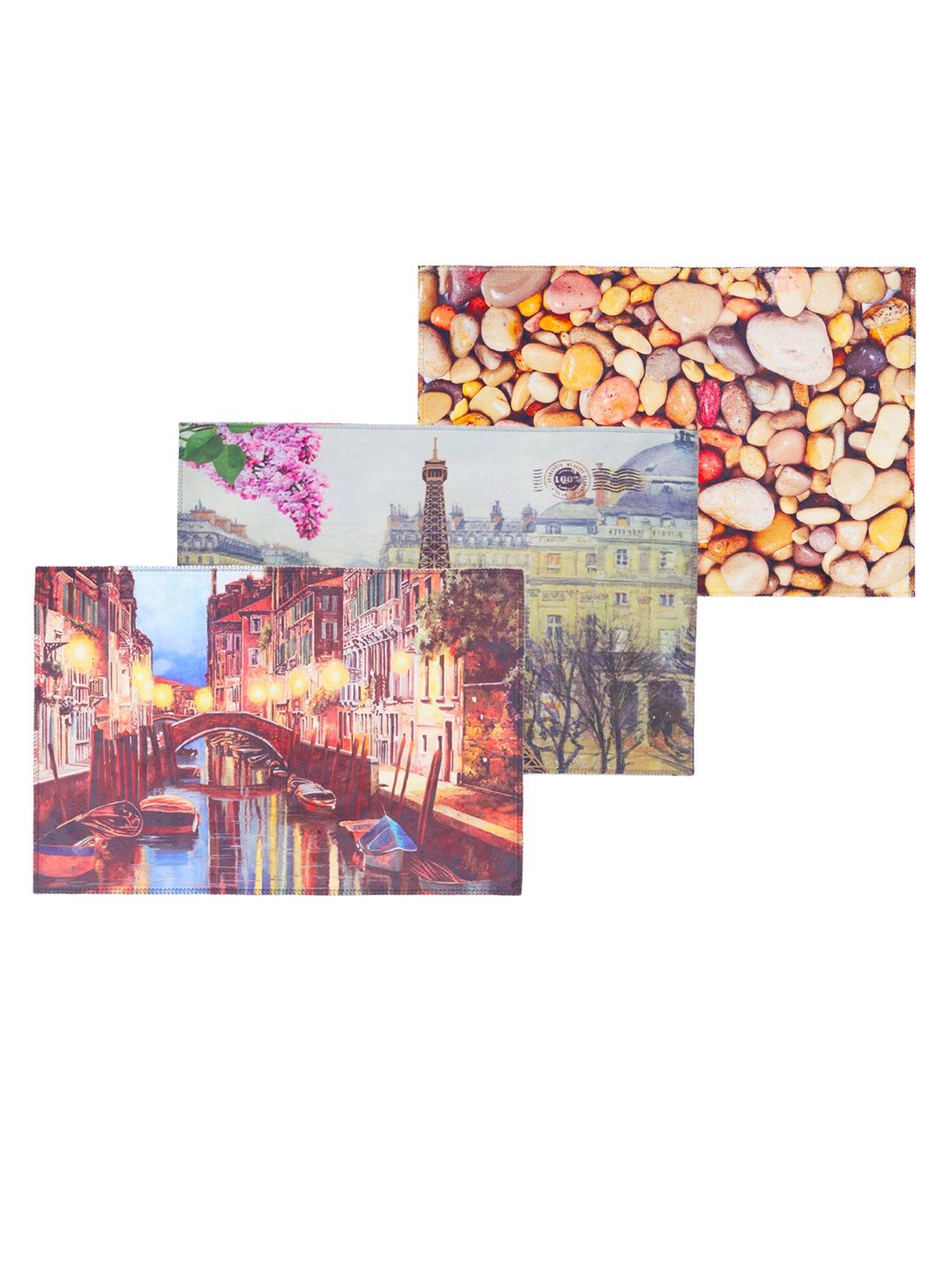 

Story@home Set of 3 Multicoloured Square Anti-Skid Doormat, Multi