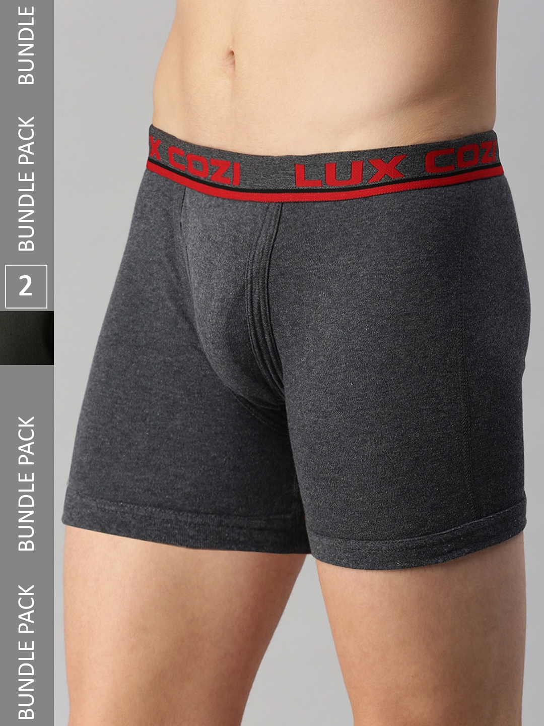 

Lux Cozi Men Pack Of 2 Skin-friendly Label free comfort Long Cotton Trunk, Grey
