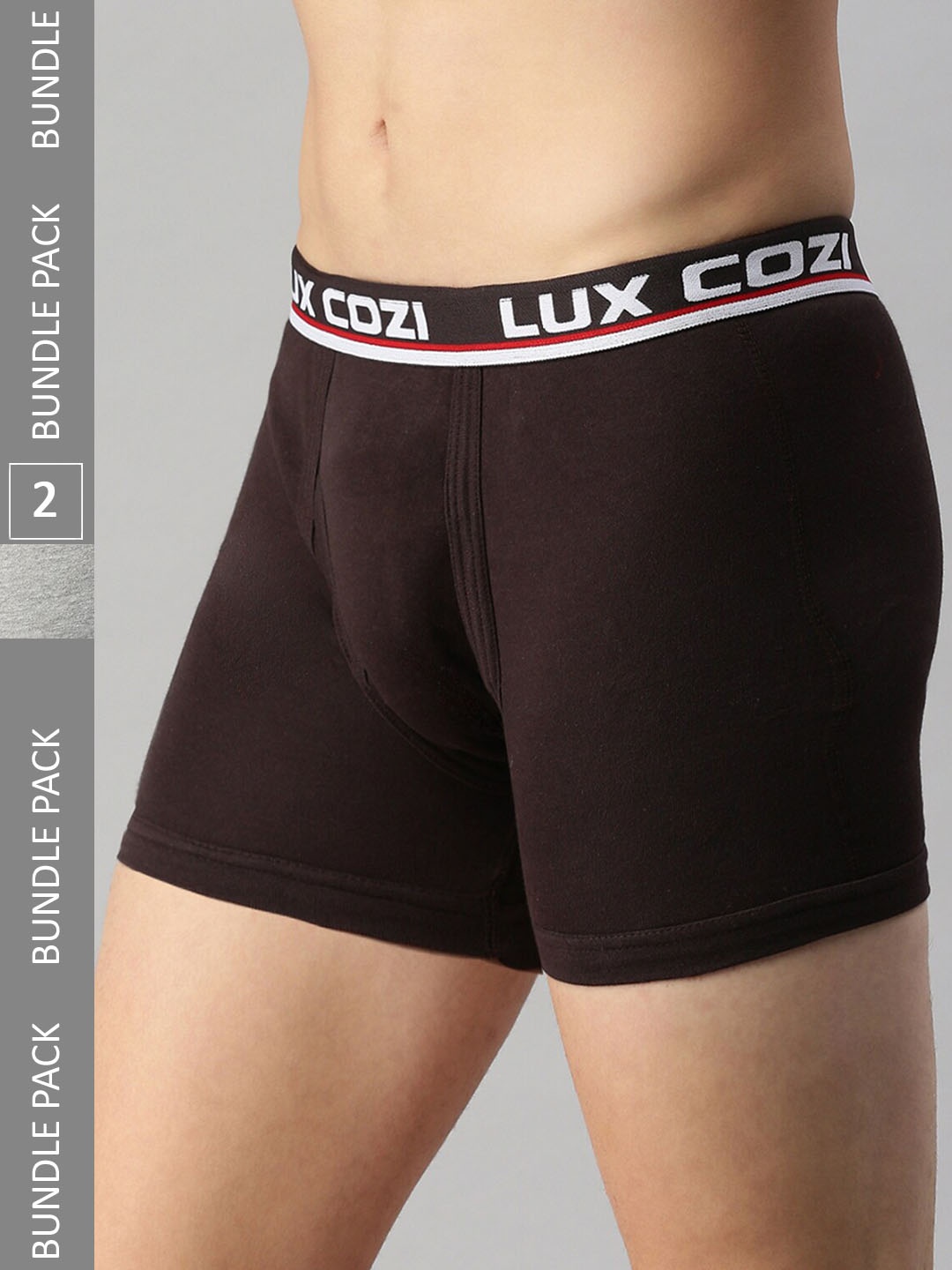 

Lux Cozi Pack Of 2 Pure Cotton Trunks, Grey melange