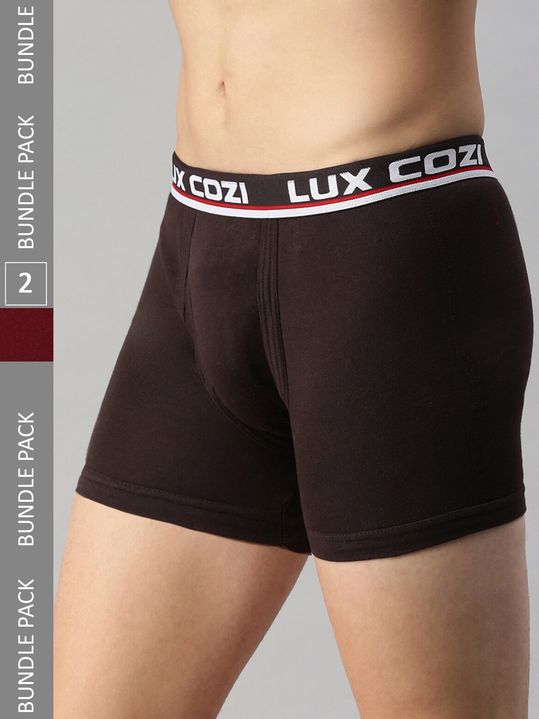 

Lux Cozi Men Pack Of 2 Skin-friendly Label Free Comfort Short Cotton Trunk, Maroon