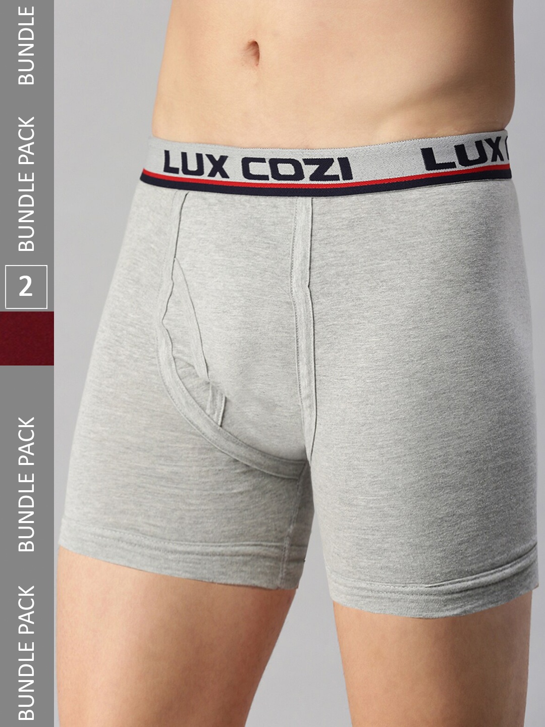 

Lux Cozi Men Pack Of 2 Skin-friendly Label Free Comfort Long Cotton Trunk, Maroon
