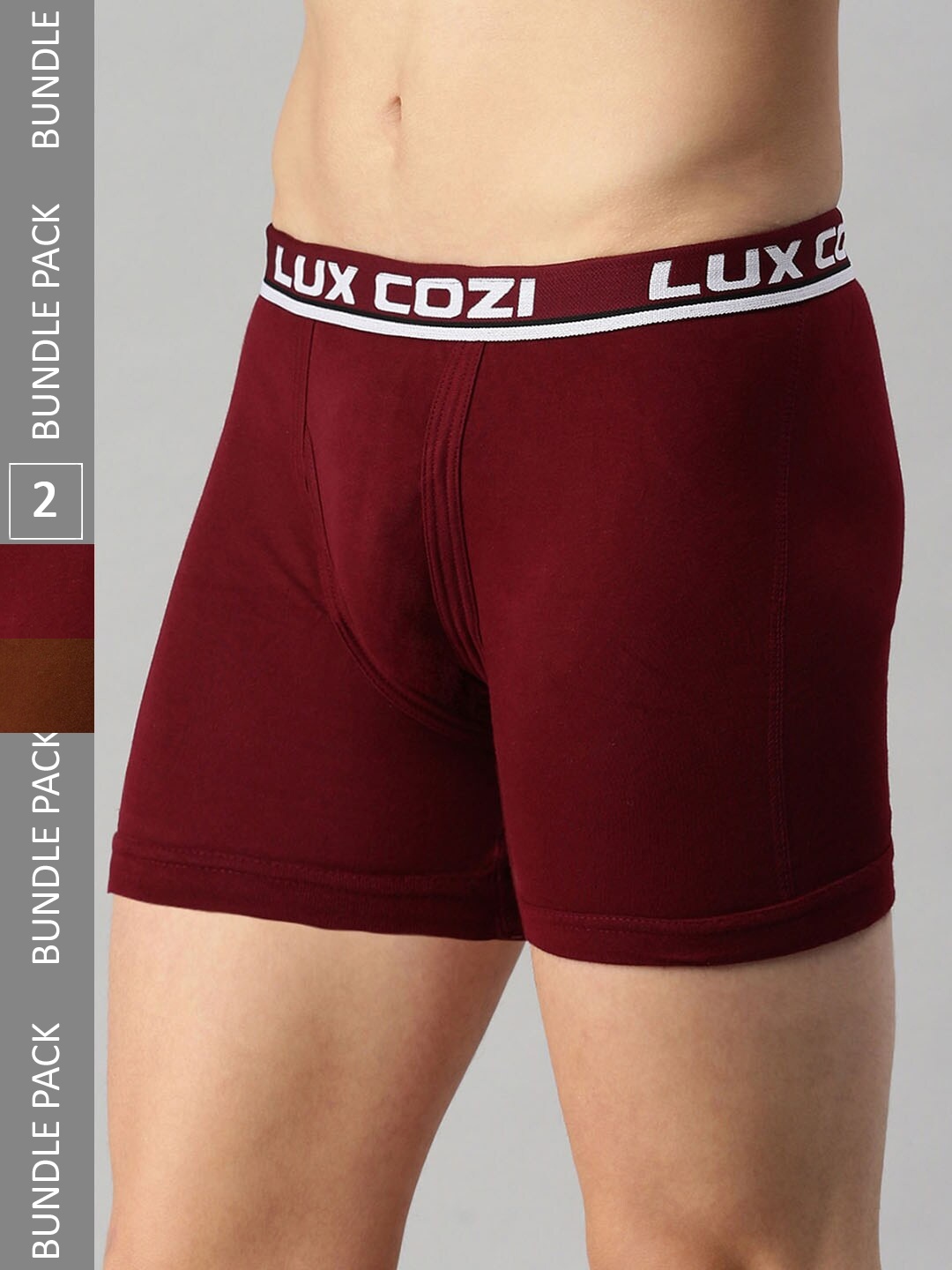 

Lux Cozi Men Pack Of 2 Combed Cotton Trunks, Maroon