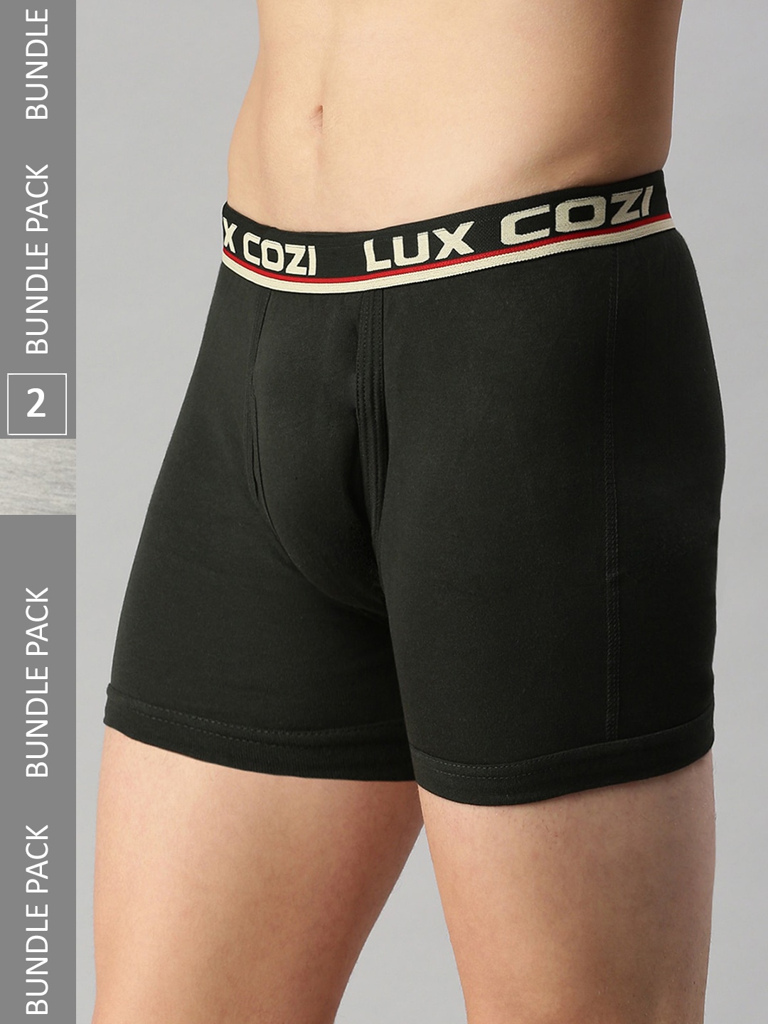 

Lux Cozi Men Pack Of 2 Cotton Trunks COZI_LONGS_ICDF_GM_DG_2PC, Grey melange