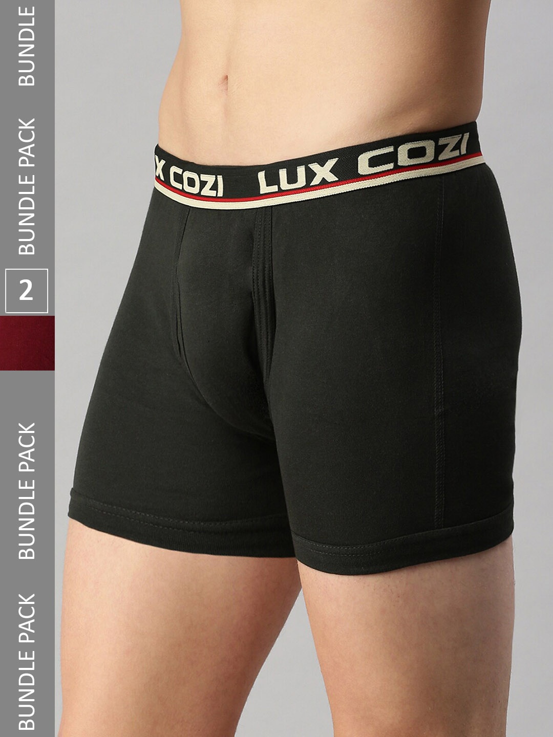 

Lux Cozi Men Pack of 2 Combed Cotton Breathable Trunks, Maroon
