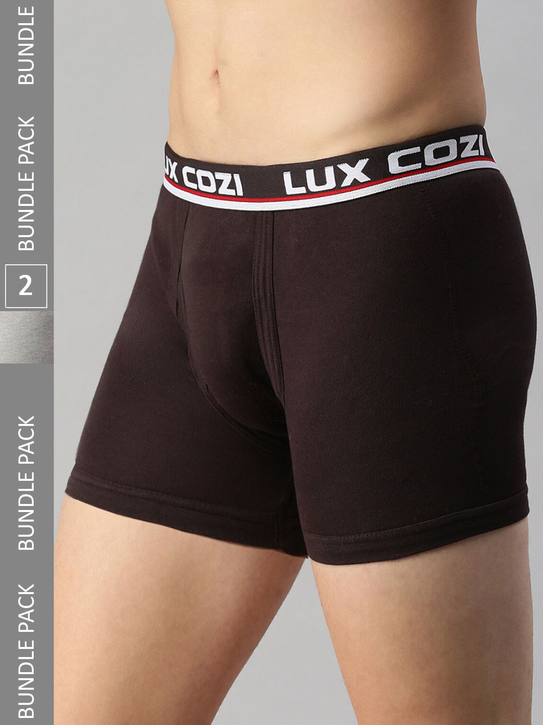 

Lux Cozi Men Pack Of 2 Cotton Trunks COZI_LONGS_ICDF_GM_COF_2PC, Grey melange