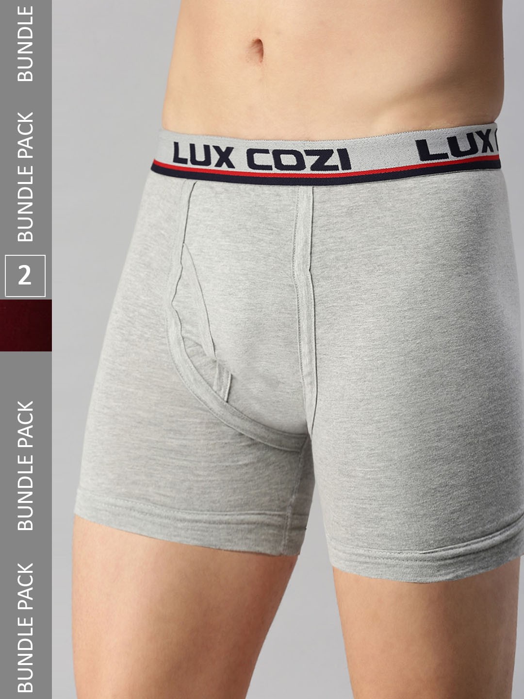 

Lux Cozi Men Pack Of 2 Pure Cotton Trunks- COZI_LONGS_ICDF_MN_GM_2PC, Grey melange