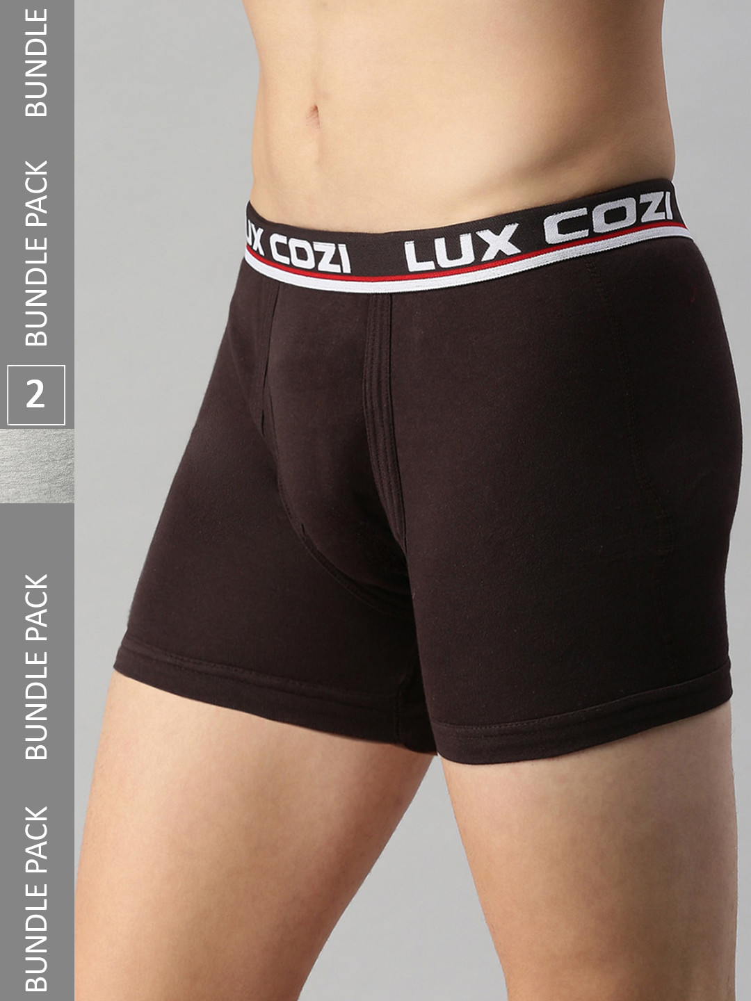 

Lux Cozi Men Pack Of 2 Pure Cotton Trunks COZI_LONGS_ICDF_GM_COF_2PC, Grey melange