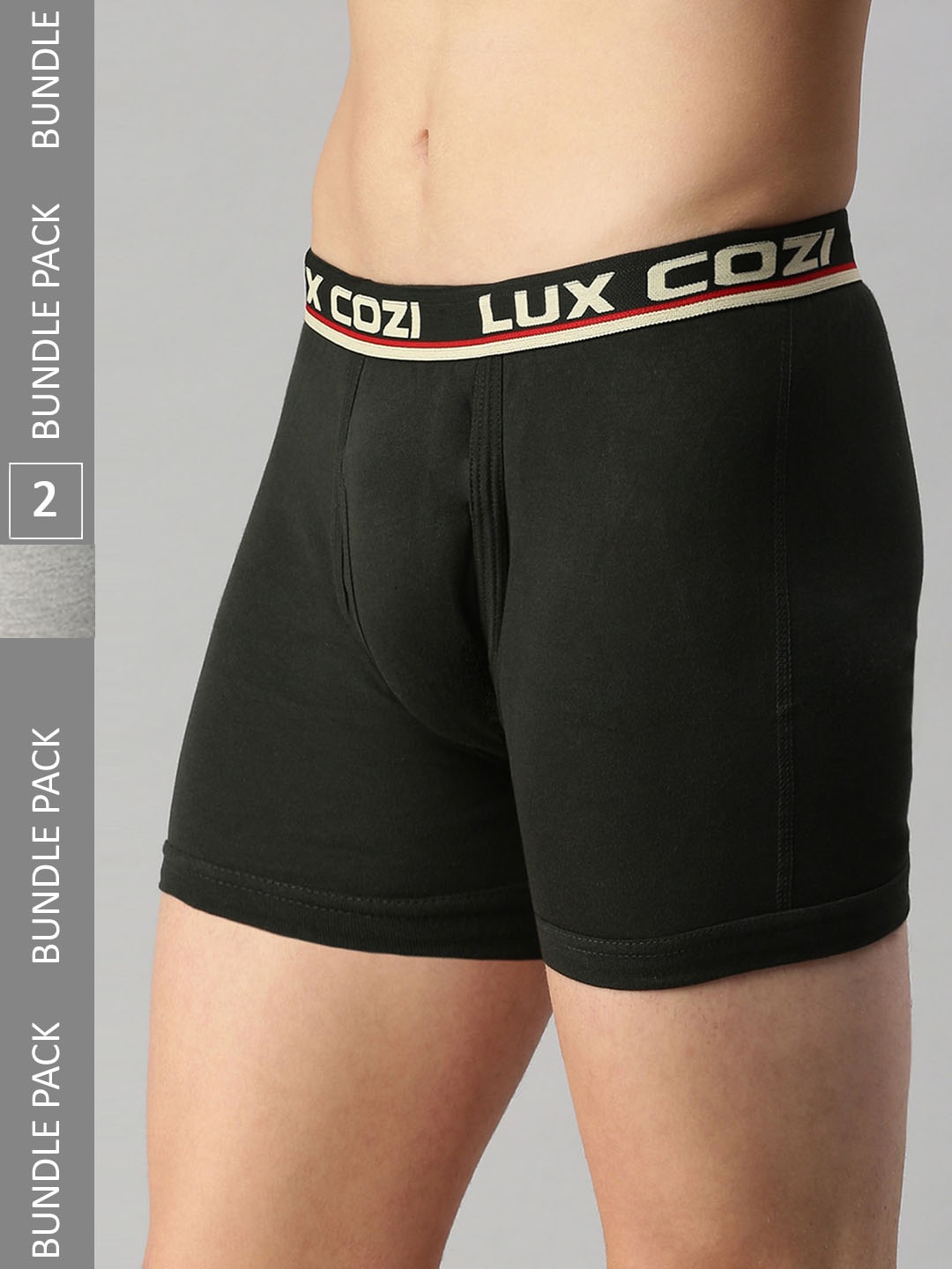 

Lux Cozi Men Pack Of 2 Cotton Trunks COZI_LONGS_ICDF_GM_DG_2PC, Grey melange