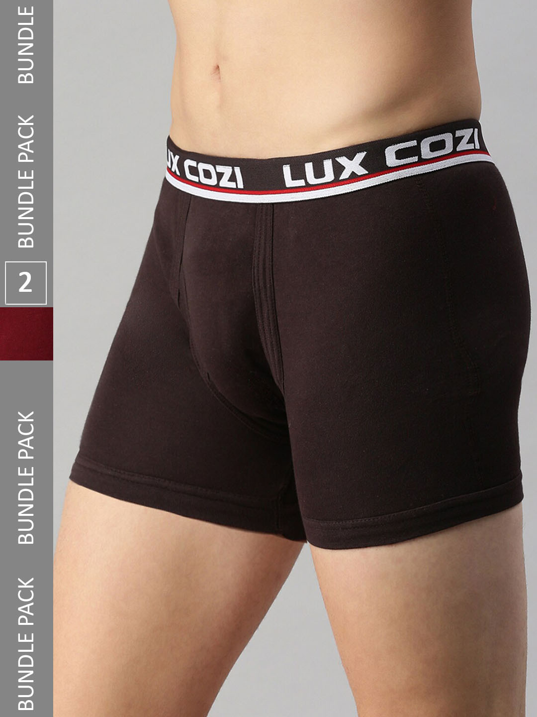 

Lux Cozi Pack Of 2 Pure Cotton Trunks, Maroon