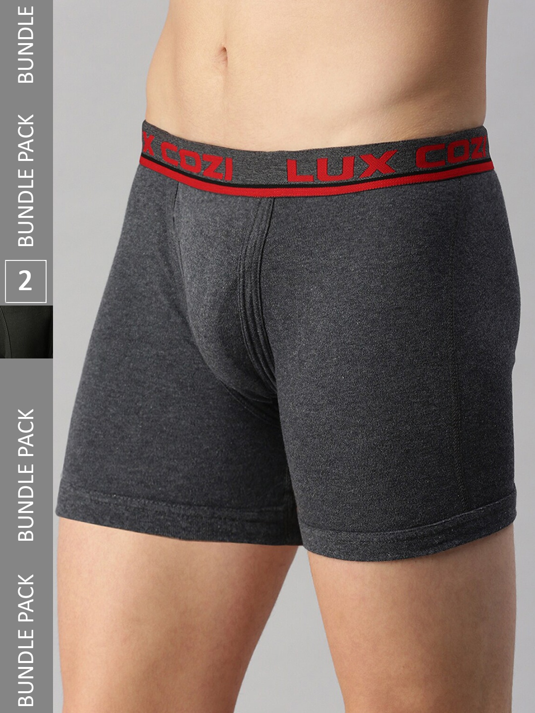 

Lux Cozi Men Pack Of 2 Assorted Cotton Trunks, Charcoal