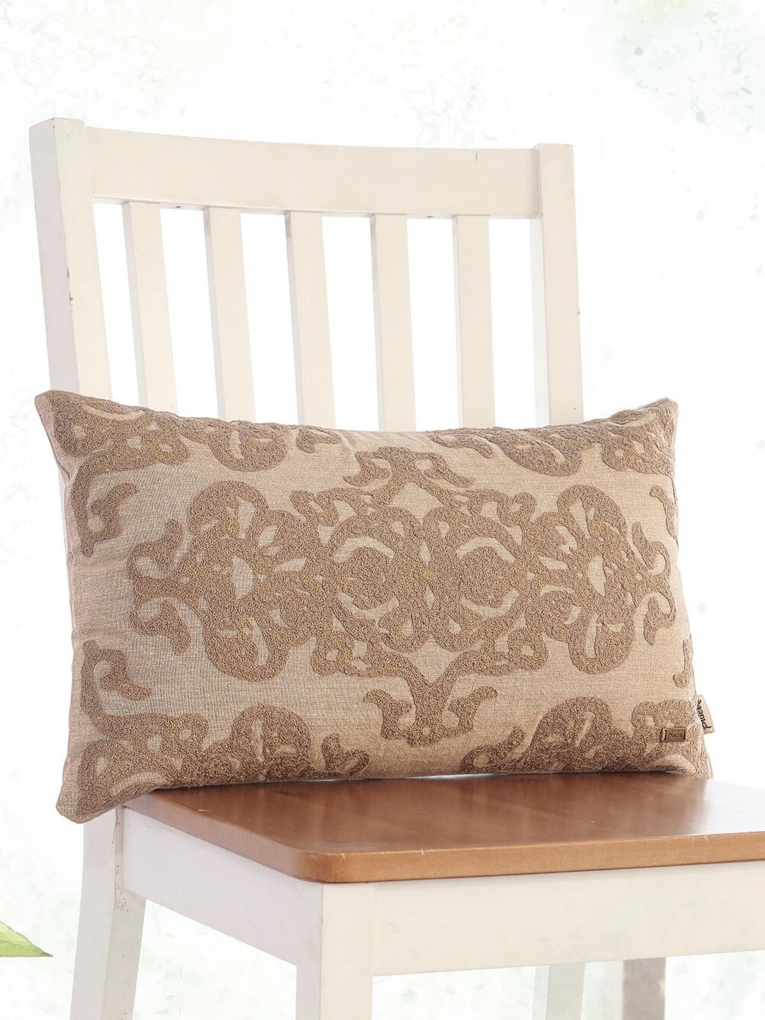 

Pluchi Damask Cream-Coloured Embroidered Rectangle Cushion Cover