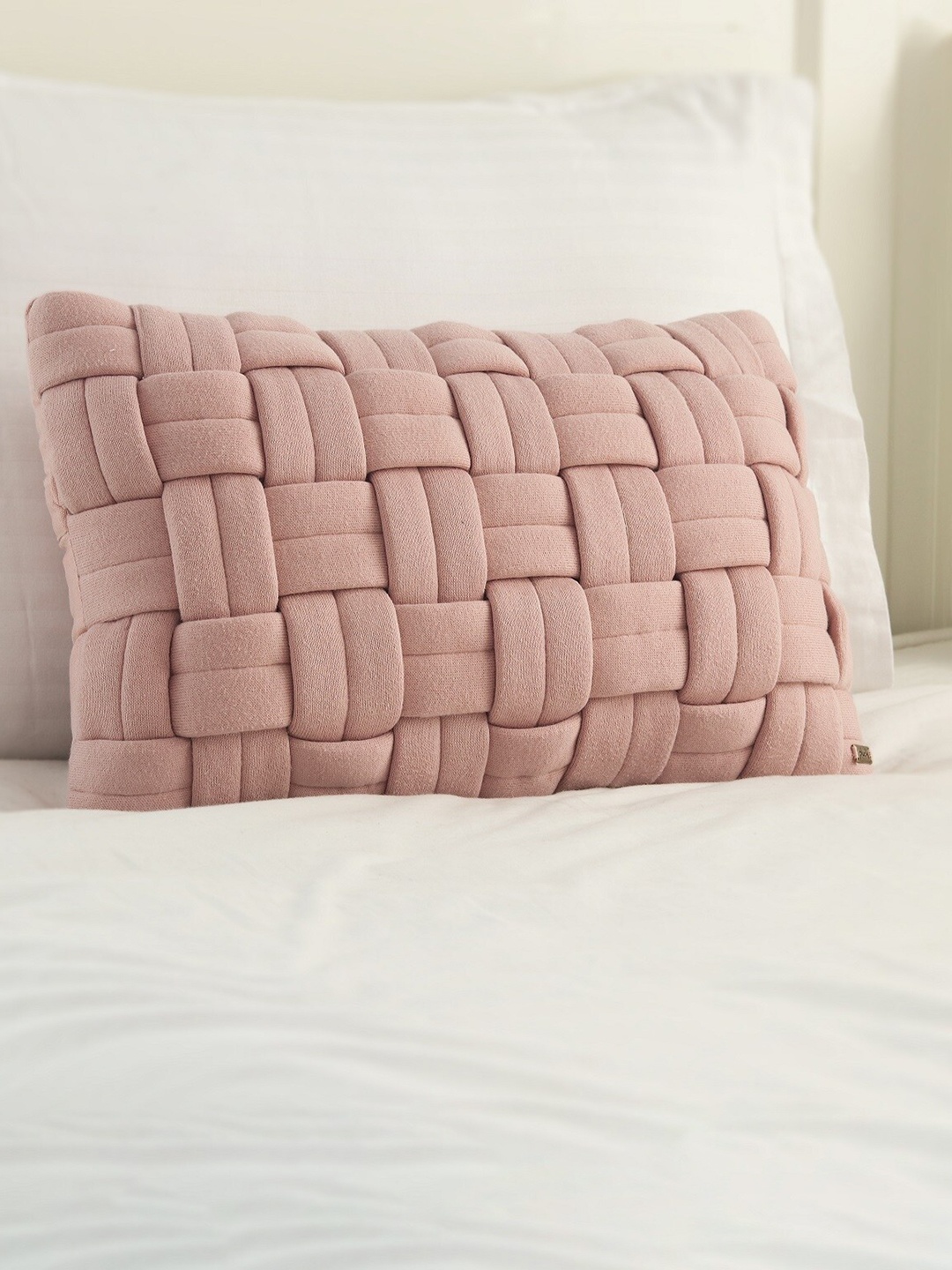 

Pluchi basket Knit Peach Cotton Rectangle Cushion Cover