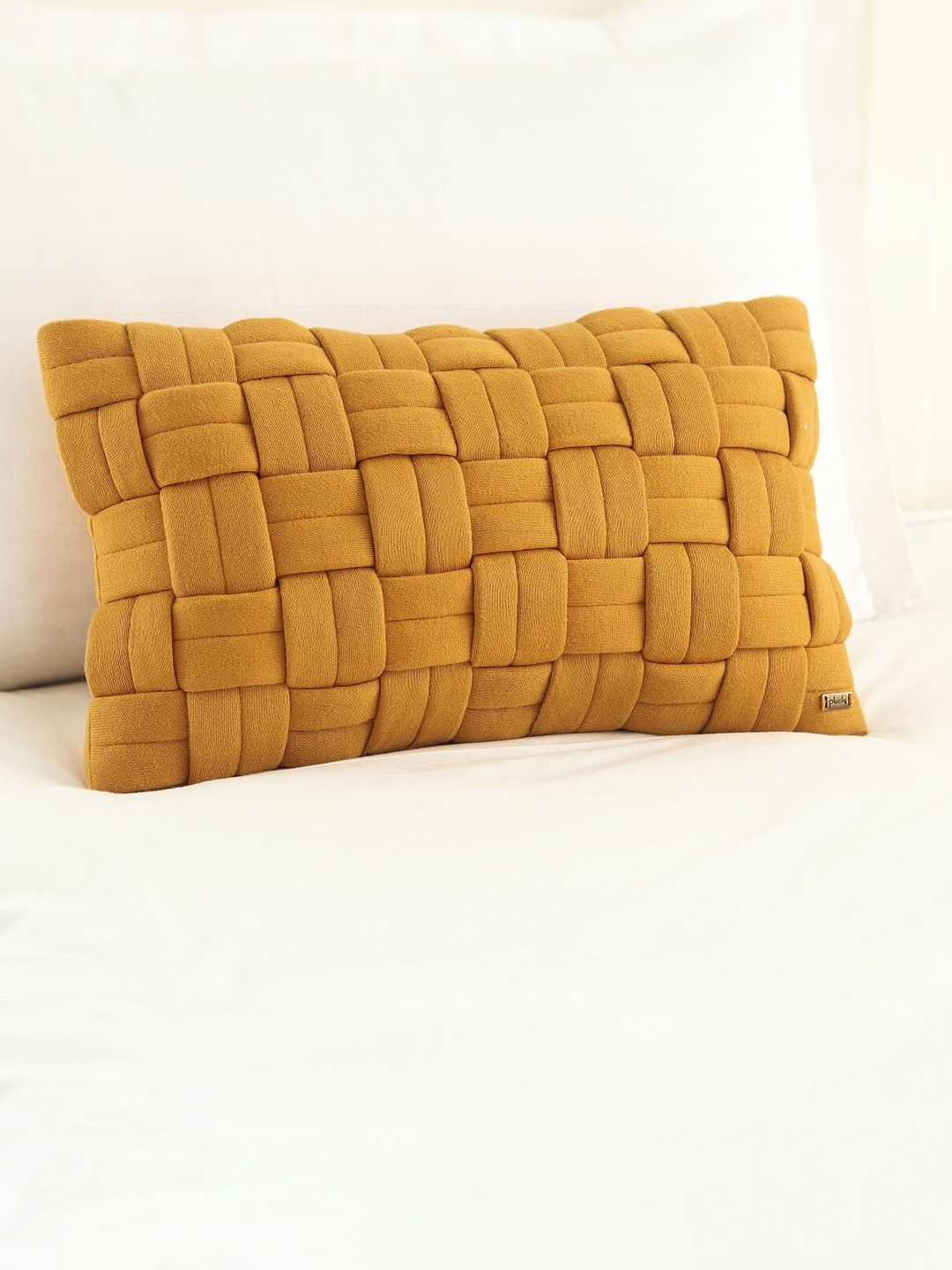 

Pluchi Basket Knit Mustard Rectangle Cotton Knitted Cushion Cover