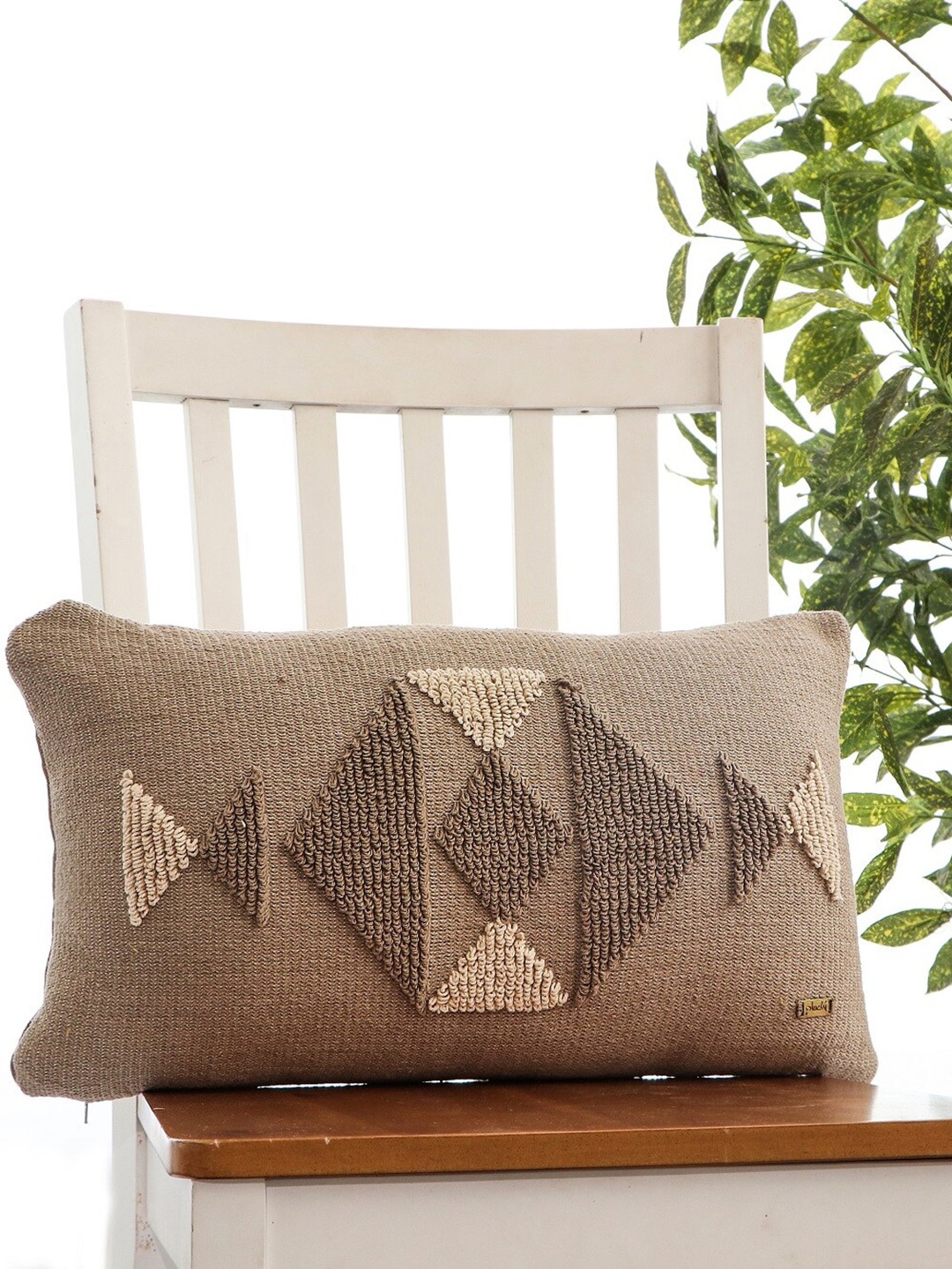 

Pluchi Brown Embroidered Rectangle Cushion Cover