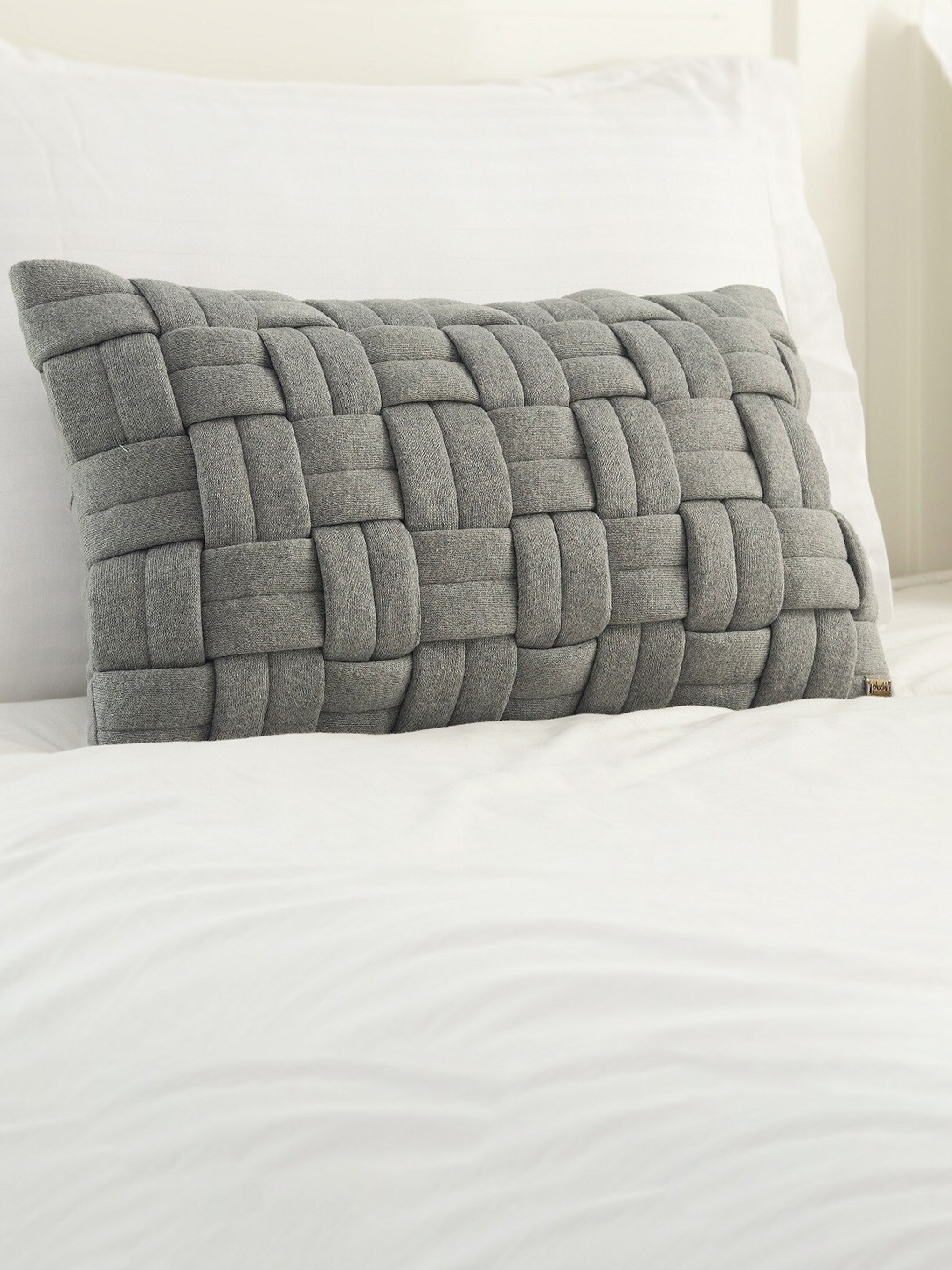 

Pluchi Basket Knit Grey Rectangle Cotton Knitted Cushion Cover
