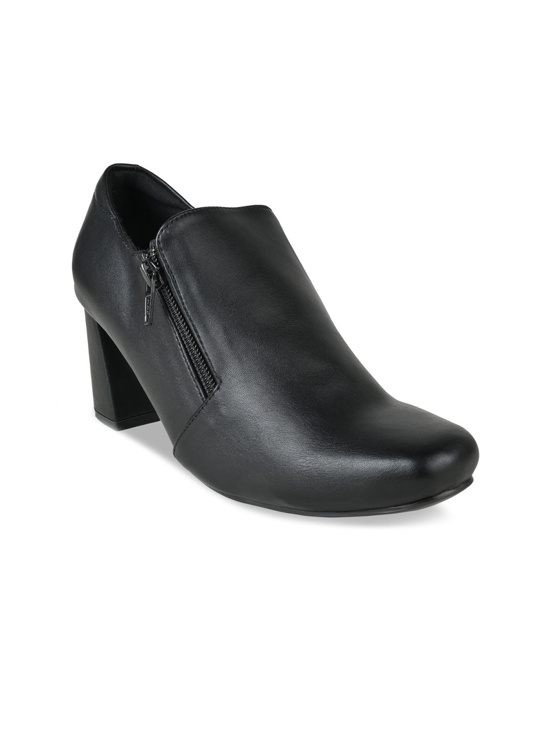 

Rocia Women Round Toe Block Heel Zip Closure Regular Boots, Black