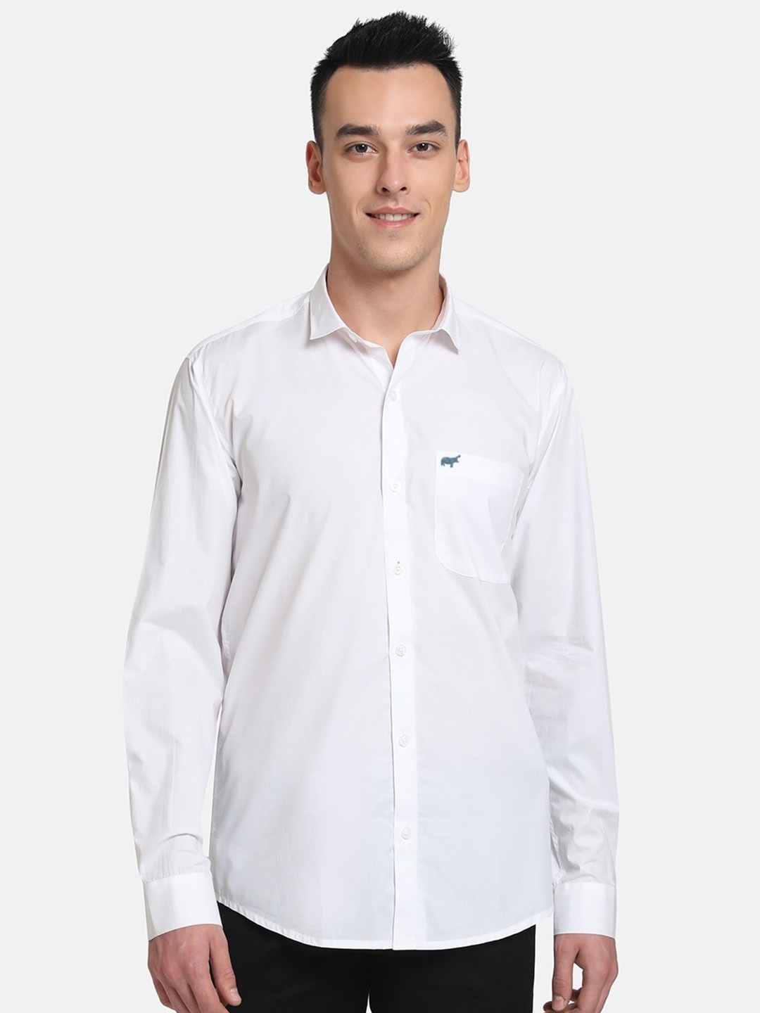 

BRACLO Spread Collar Cotton Casual Shirt, White