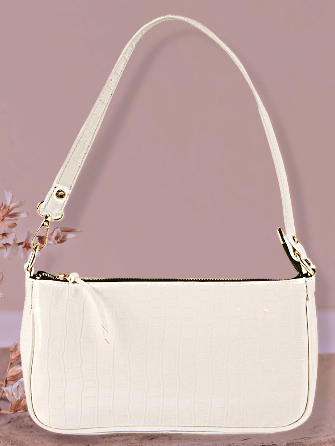 

LEKHX Textured Structured Shoulder Bag, Off white