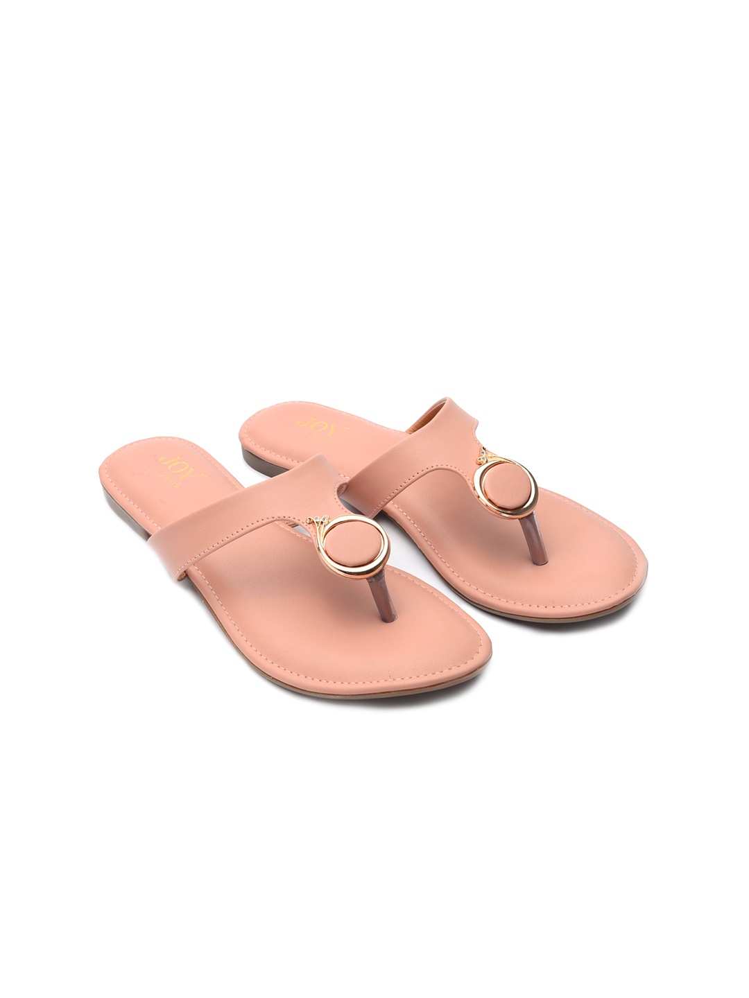 

Joytouch Embellished T-Strap Flats, Peach