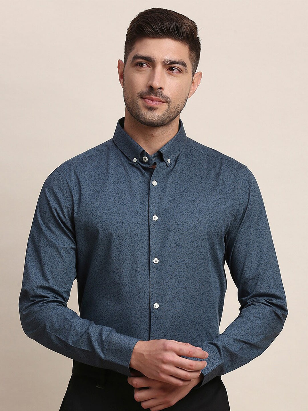 

INVICTUS Original Slim Fit Floral Printed Pure Cotton Formal Shirt, Grey