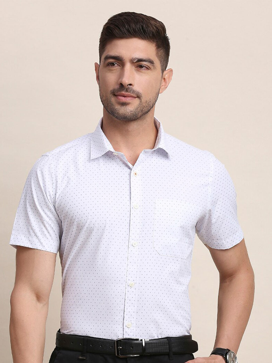 

INVICTUS Original Slim Fit Micro Ditsy Printed Formal Shirt, White