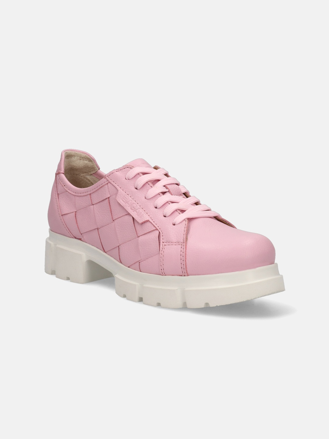 

BAGATT Fabella Women Textured Leather Heeled Sneakers, Pink
