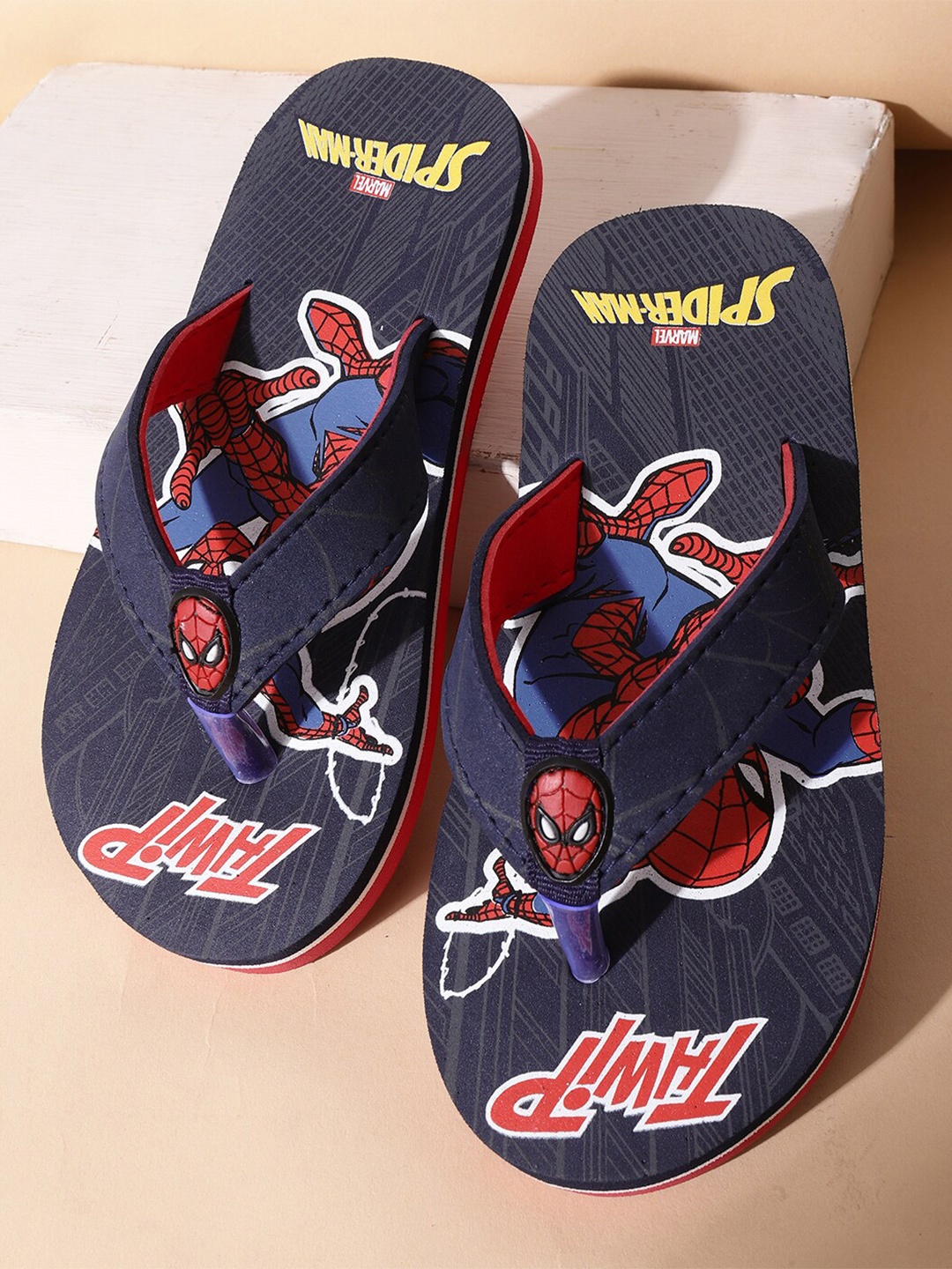 

Kids Ville Boys Spiderman Printed Soft Cushion Comfortable Lightweight Thong Flip flops, Navy blue